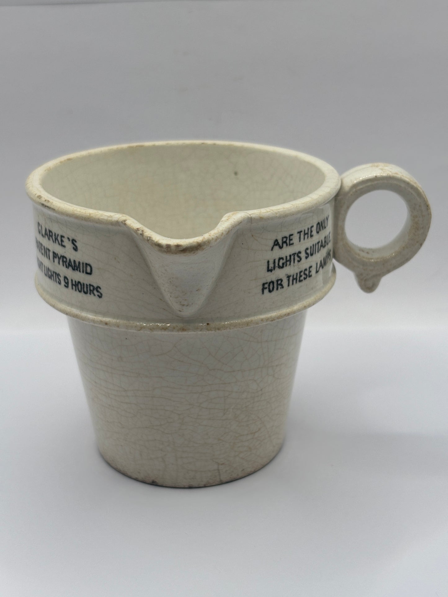 Old clarkes pyramid patent advertising night light jug