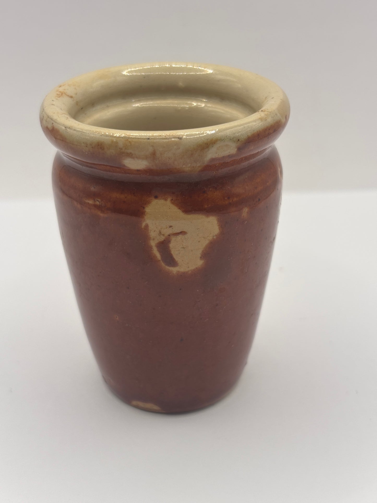 Old small brown stoneware cream pot
