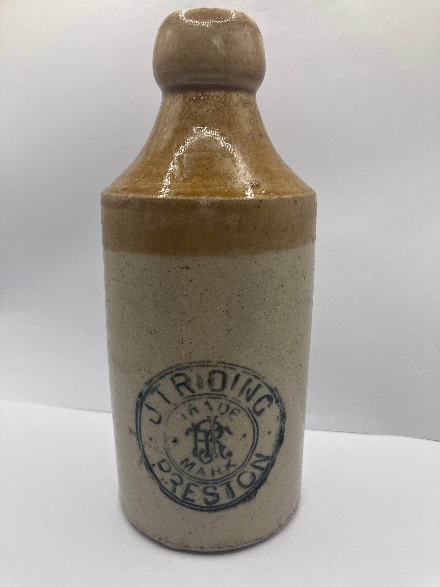 Stoneware ginger beer bottle, Preston