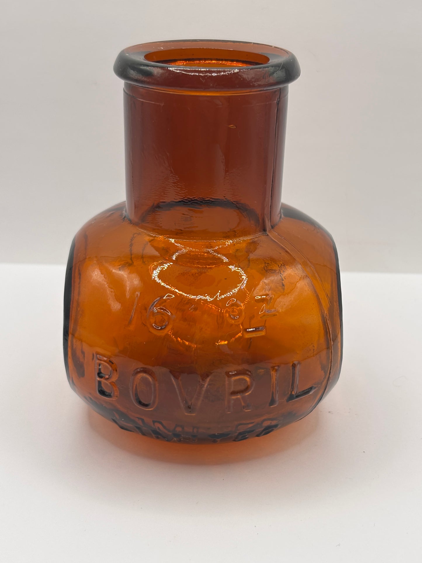 old amber glass bovril bottle 16oz
