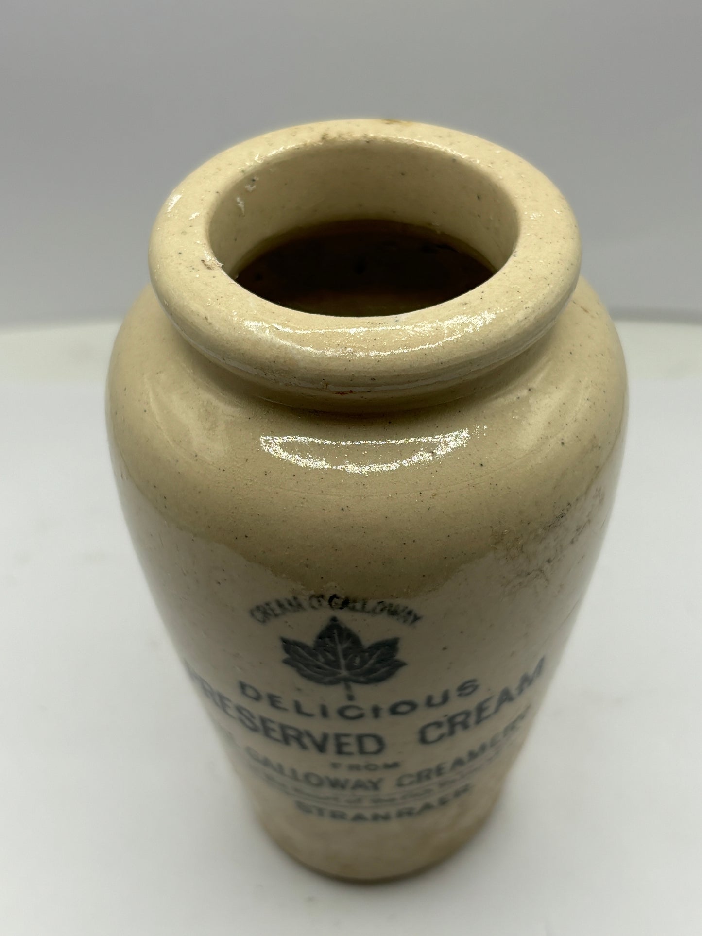 The Galloway creamery, white stoneware cream pot