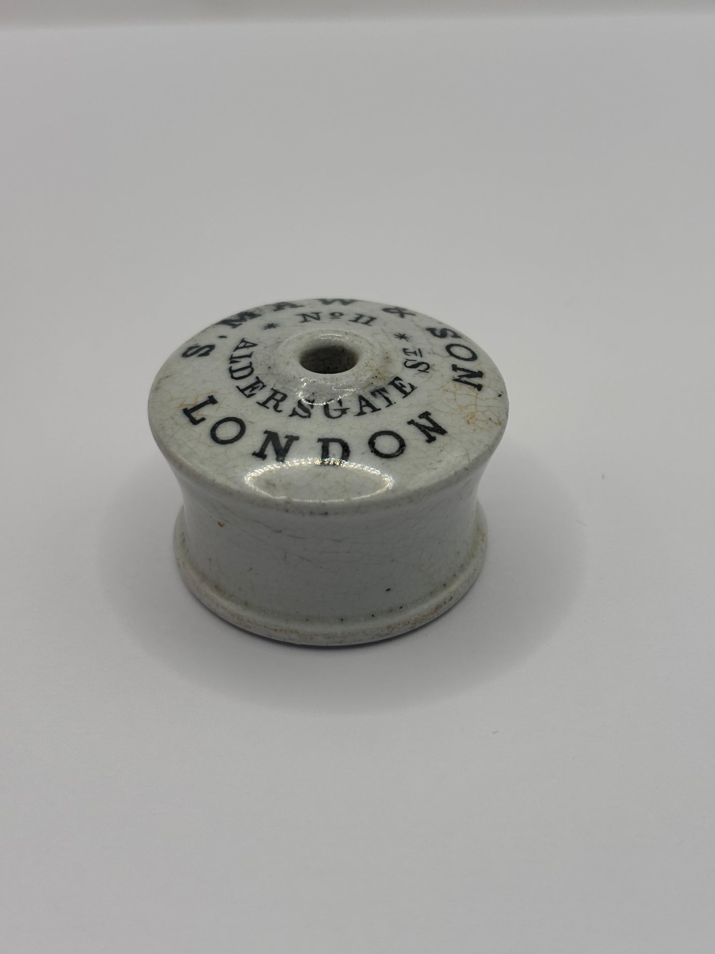 Old advertising baby feeder lid, S maw & son