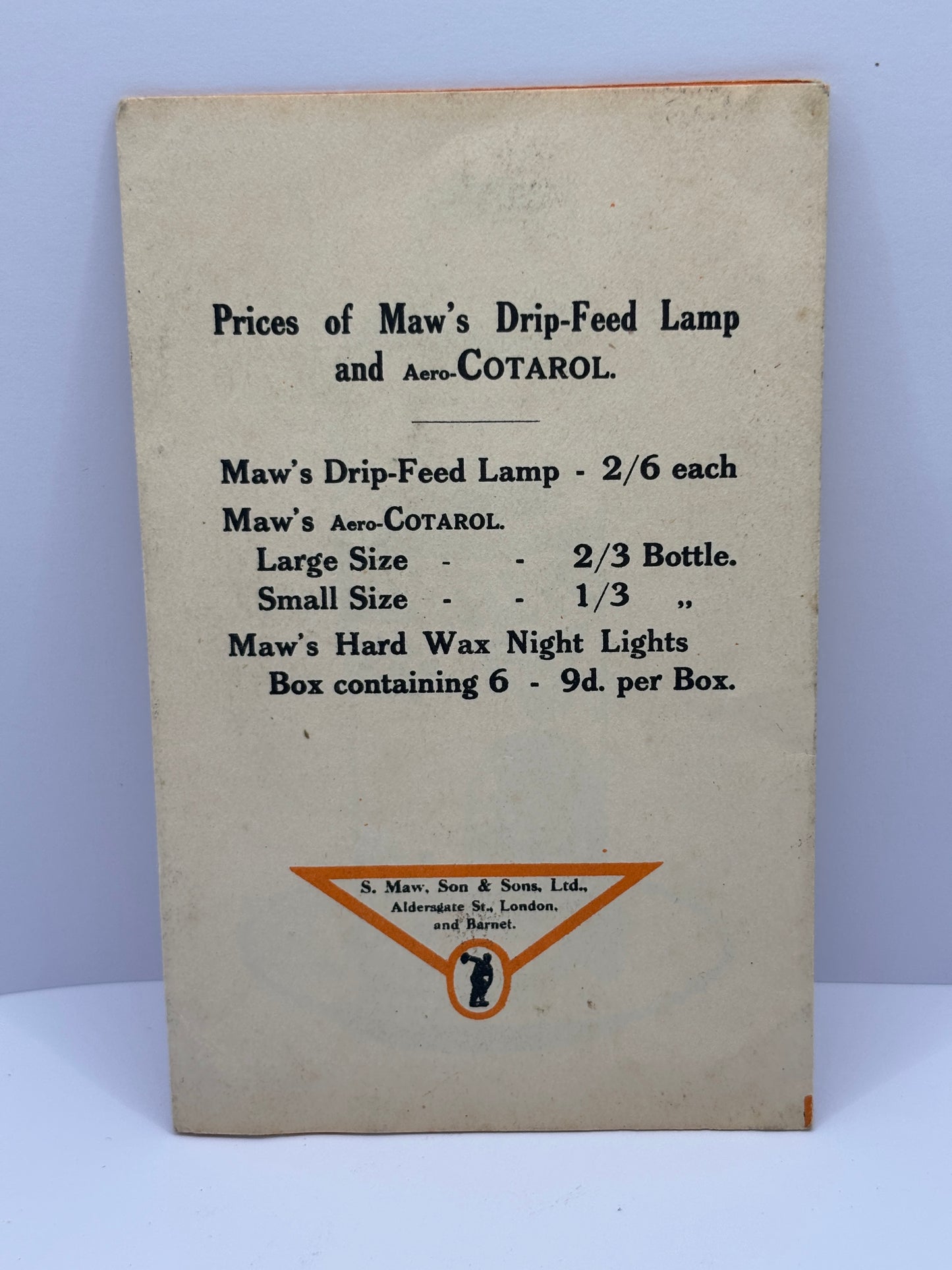 Old original pamphlet/ instructions for Maws drip feed vapor lamp. ephemera