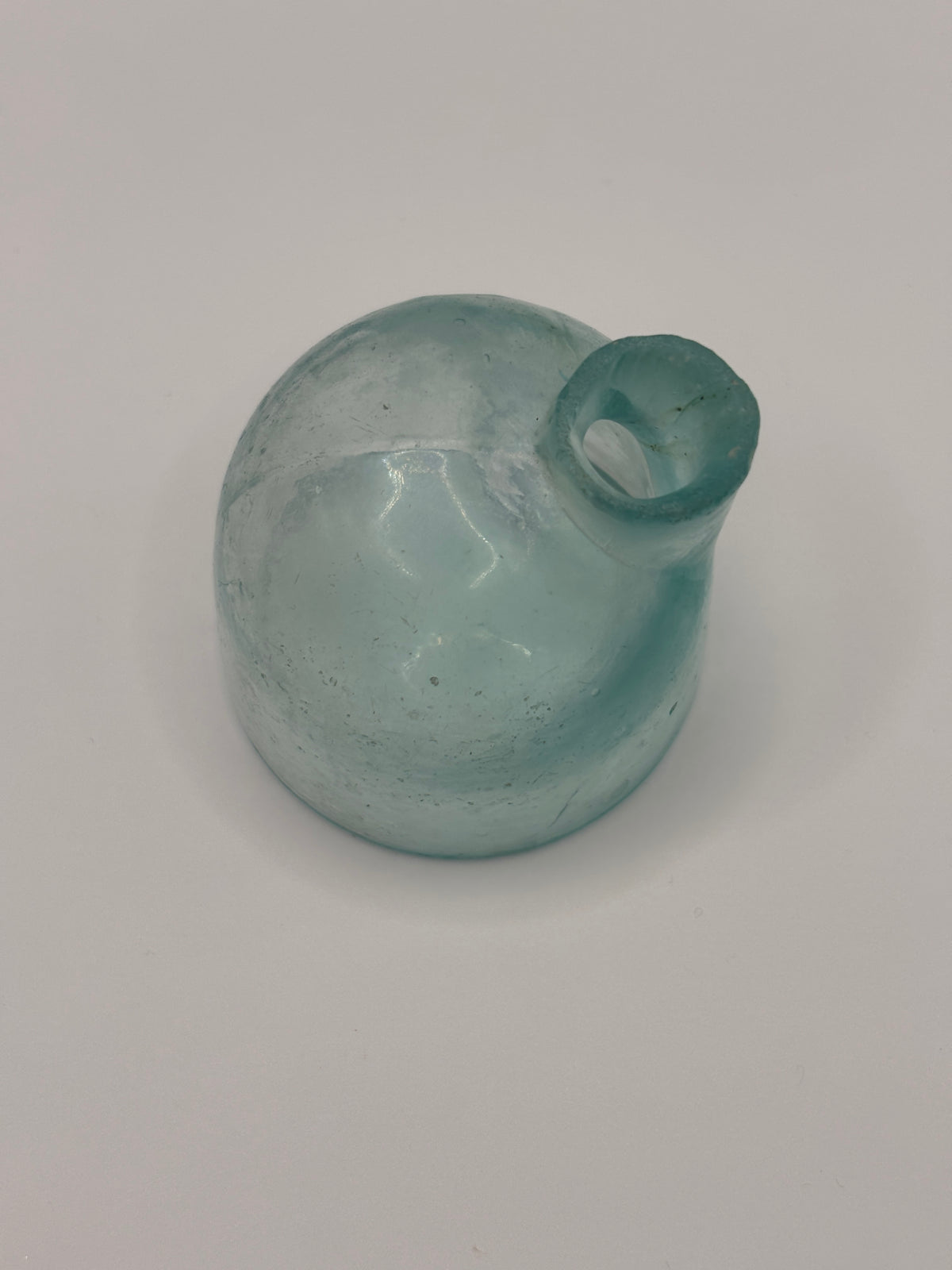 Old aqua glass igloo ink, swirly glass