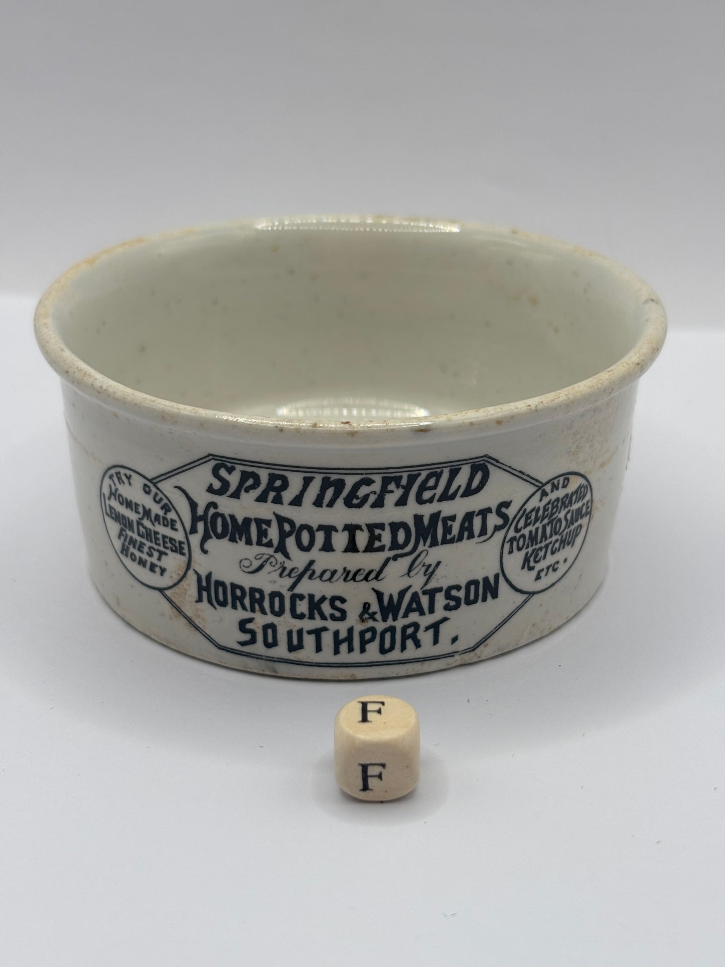 Old advertising meat paste pot, Springfield (F)