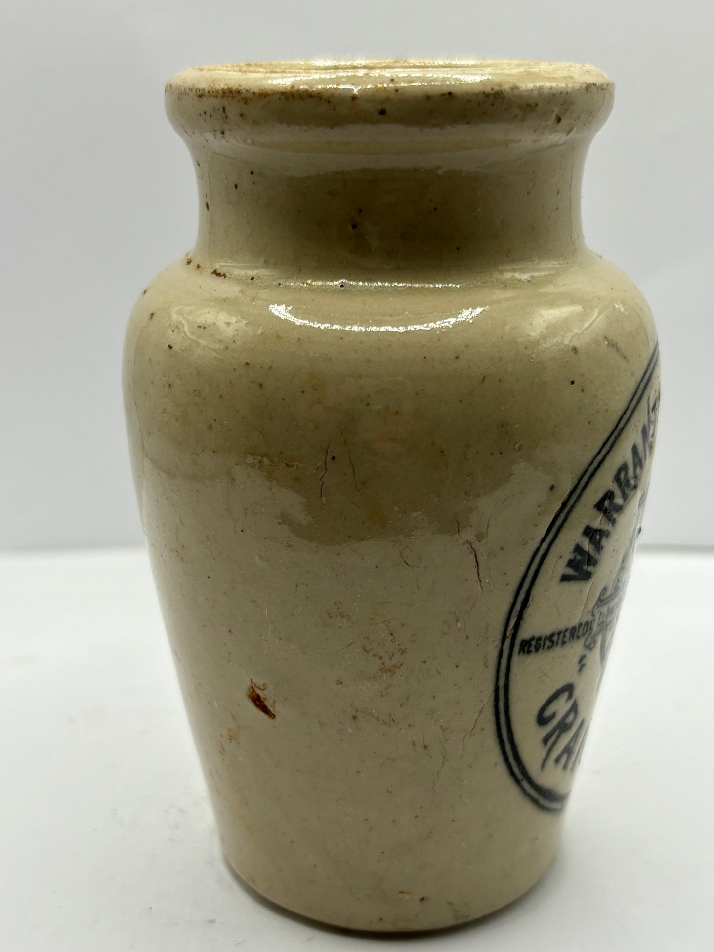 White stoneware advertising cream pot, craigmillar