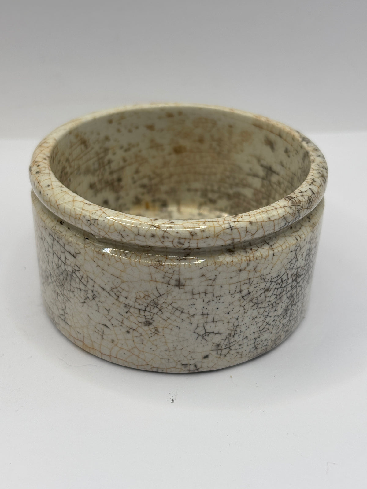 Old advertising stoneware paste pot. Needhams polishing paste