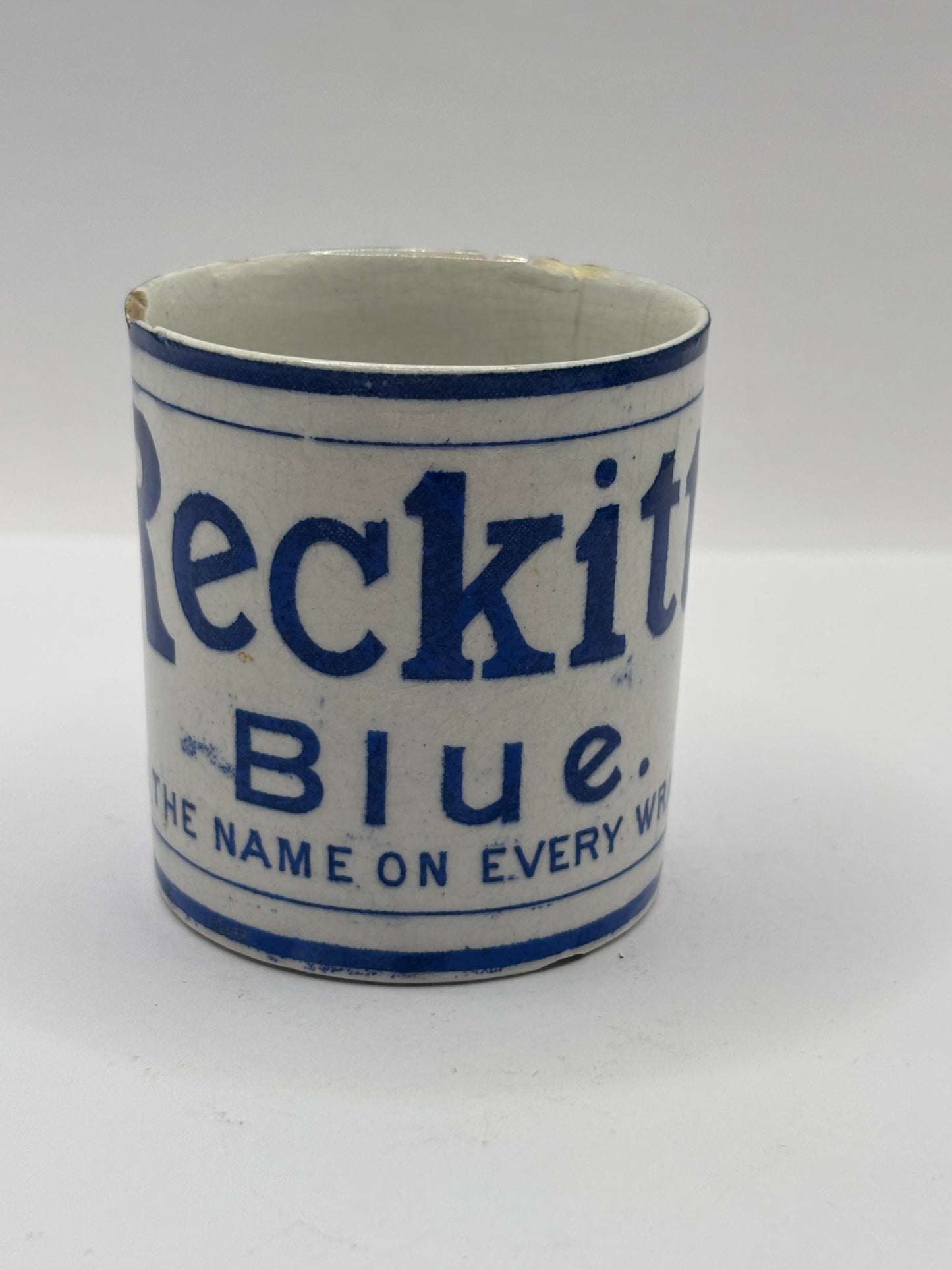 Old advertising jar, Reckitts blue