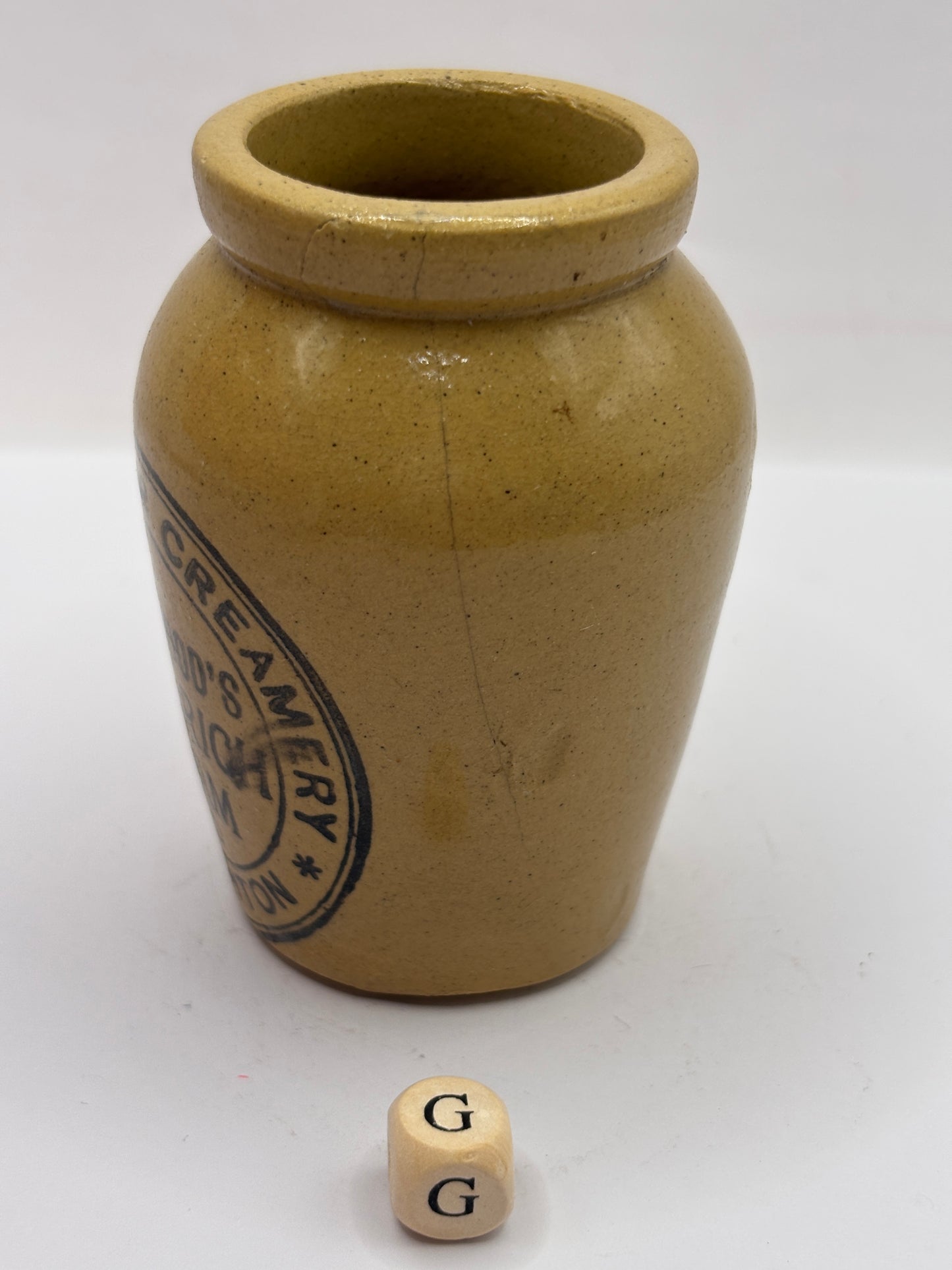 Old advertising cream pot, Manchester creamery Hailwoods (G)