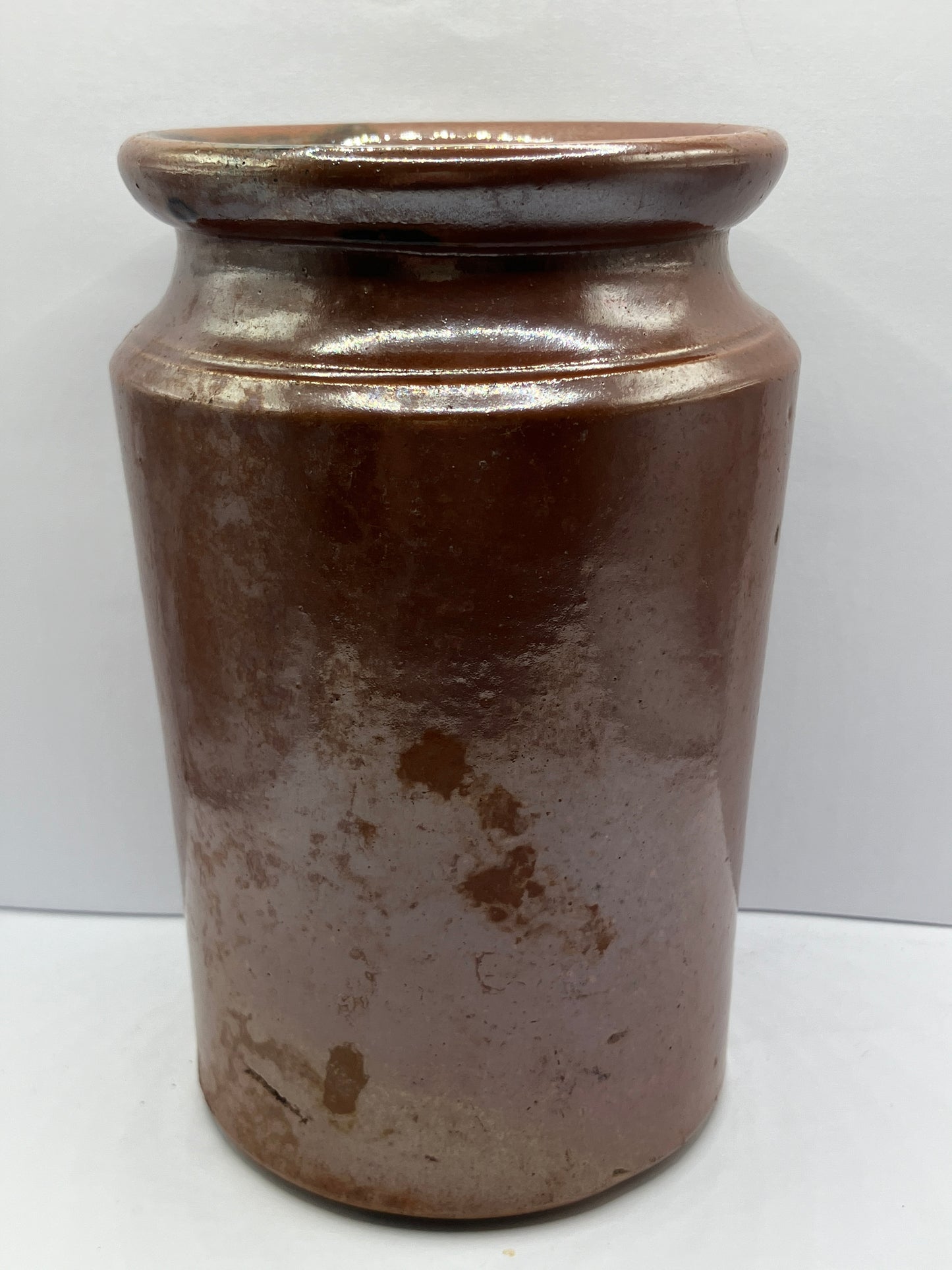 Brown stoneware jar