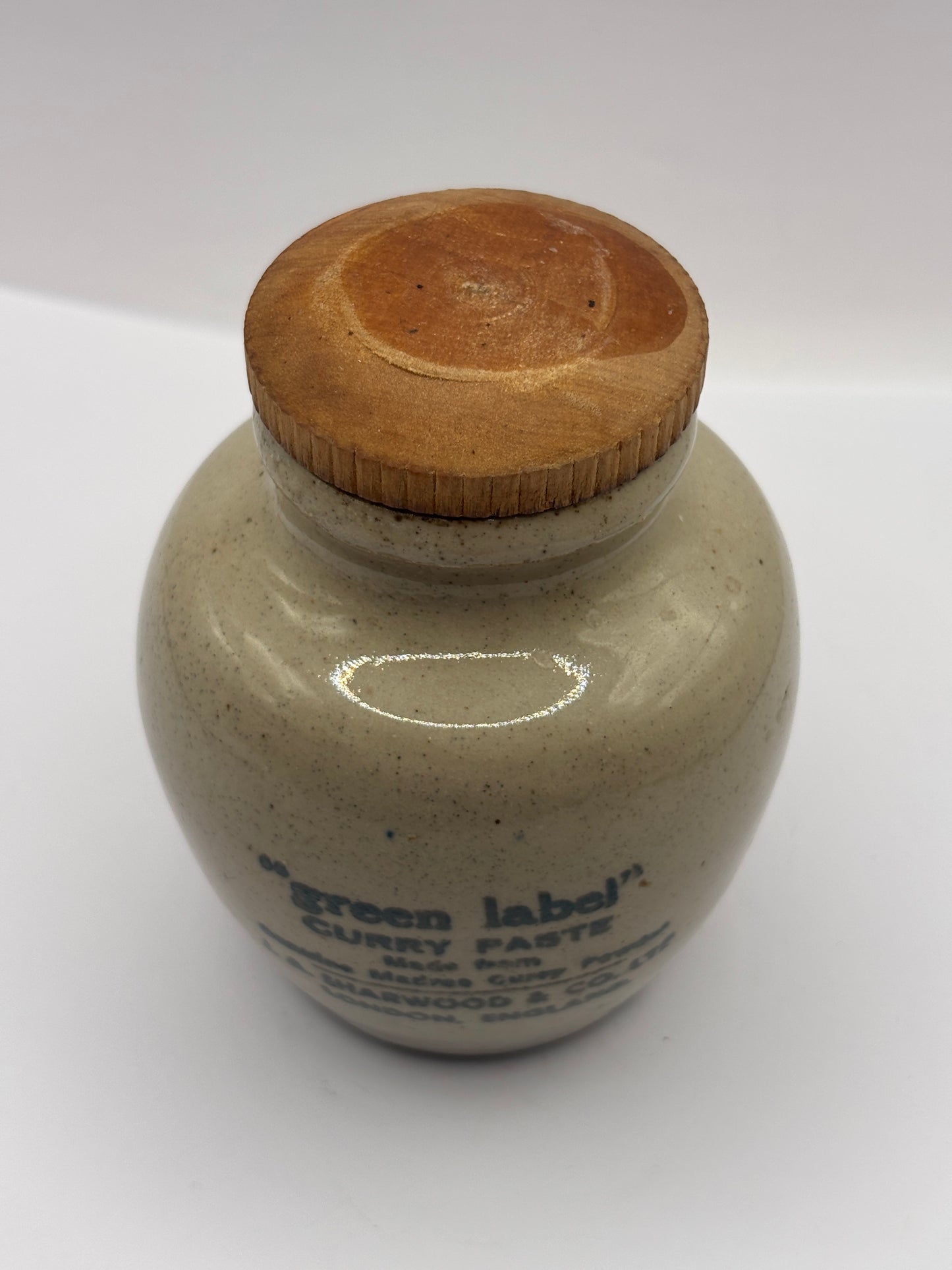 Old green label curry paste jar with original lid
