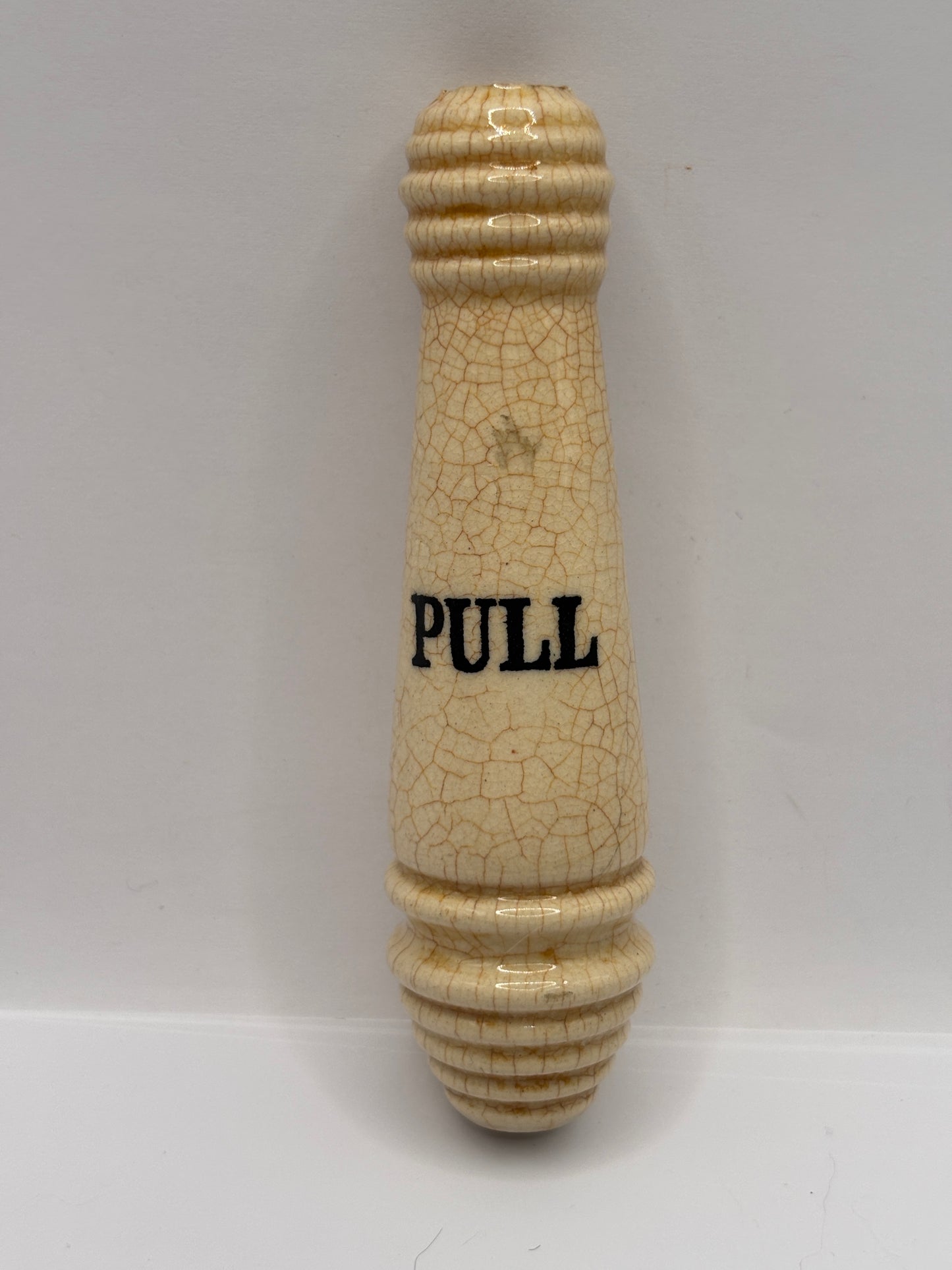 Old stained & crazed stoneware toilet pull/ light switch pull