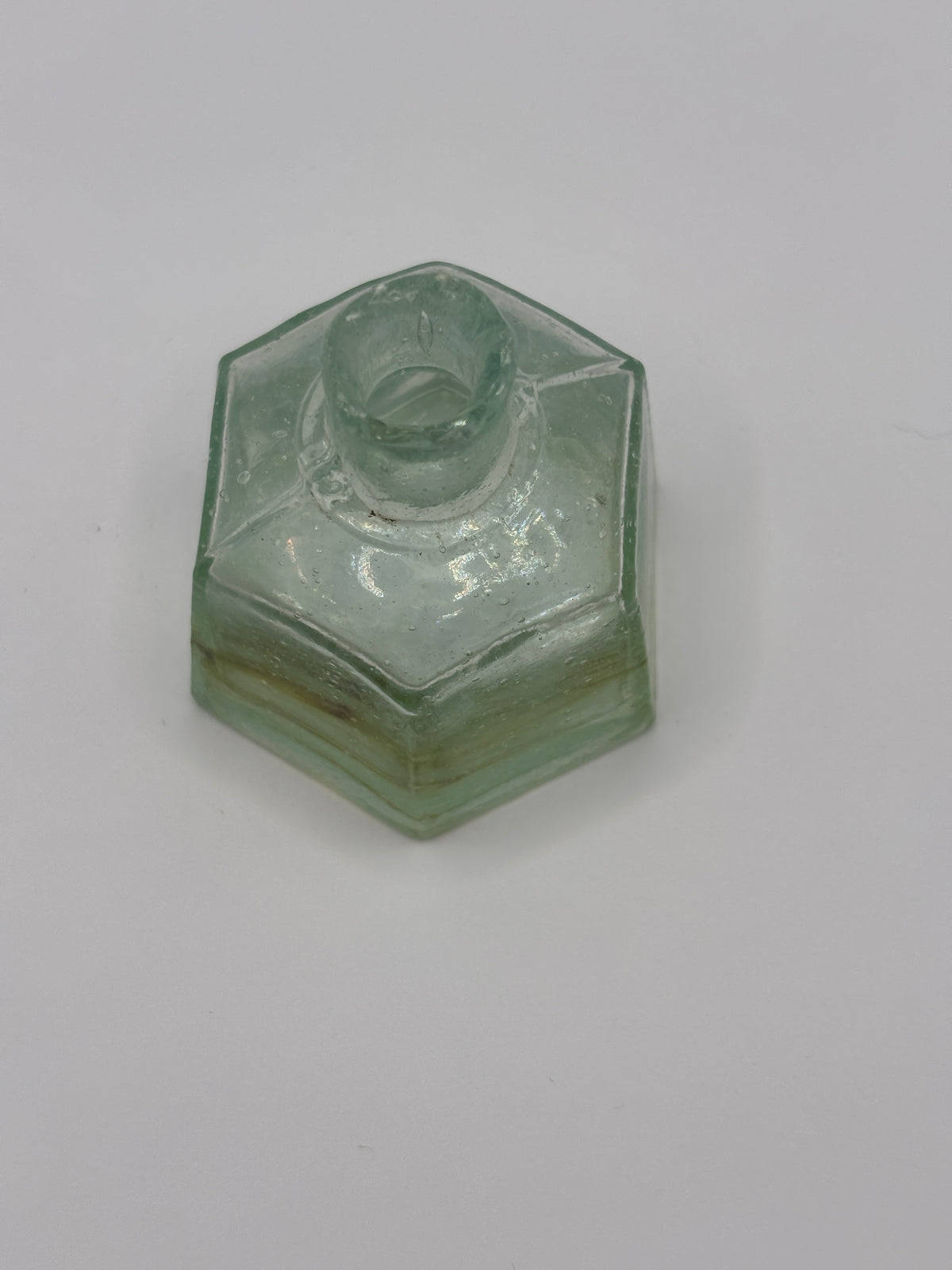 Old aqua glass umbrella ink, swirly glass