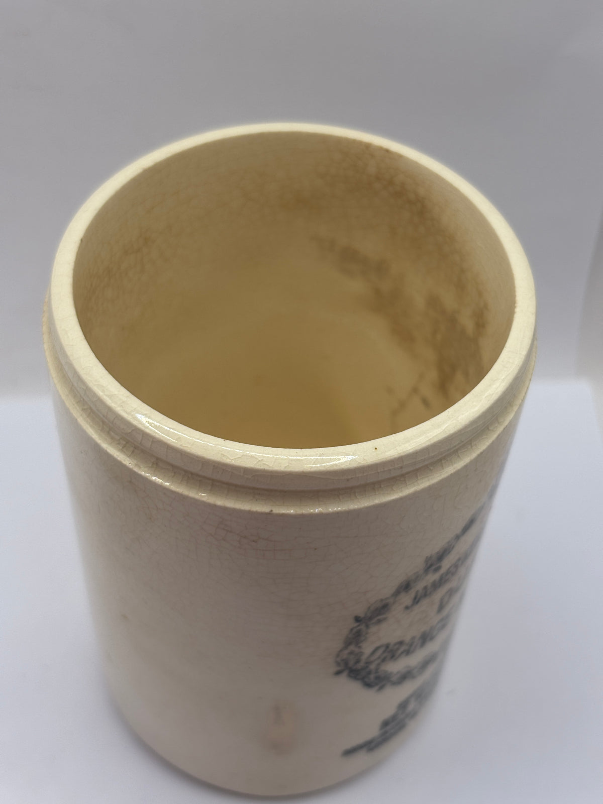 Old 1lb stoneware marmalade pot, James Keiller Dundee marmalade (K)