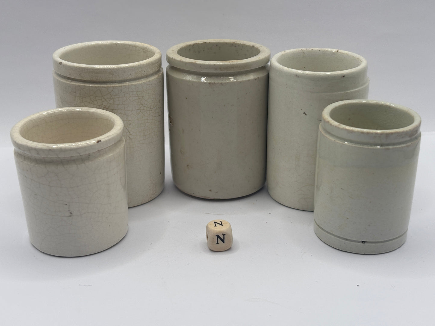 5 old stoneware jars & pots (N)