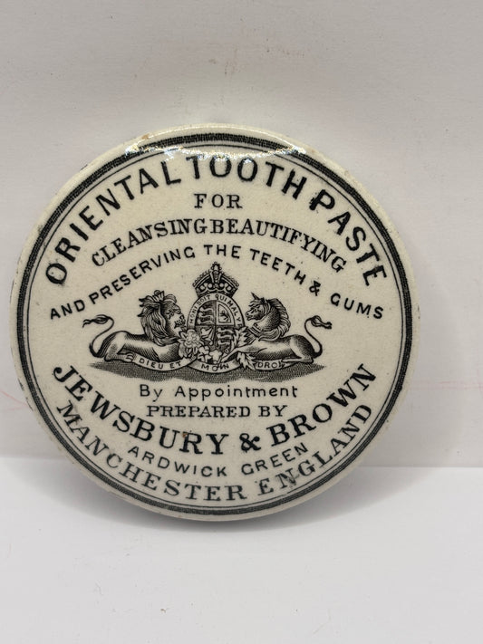 Old advertising lid, Jewsbury & brown oriental tooth paste