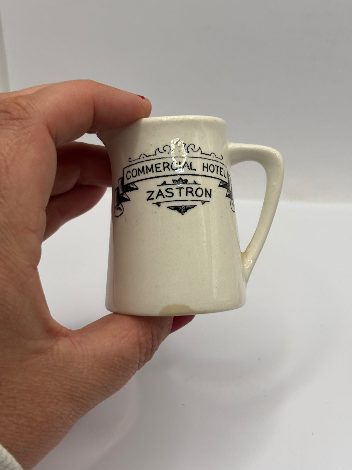Old advertising creamer jug, Commercial hotel