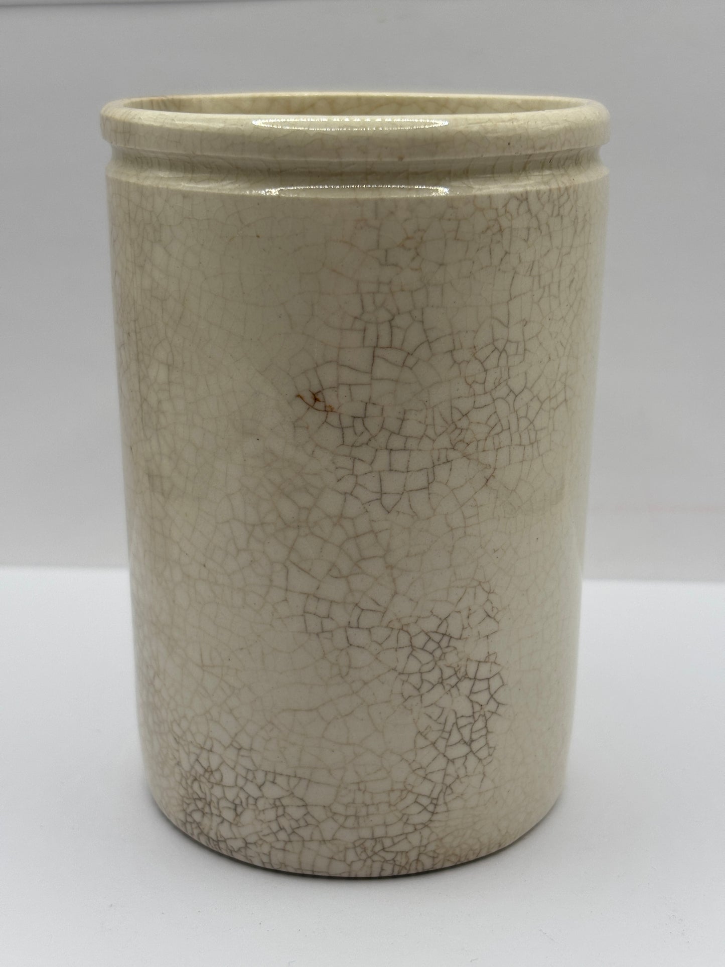 Old stained & crazed stoneware jam & marmalade pot