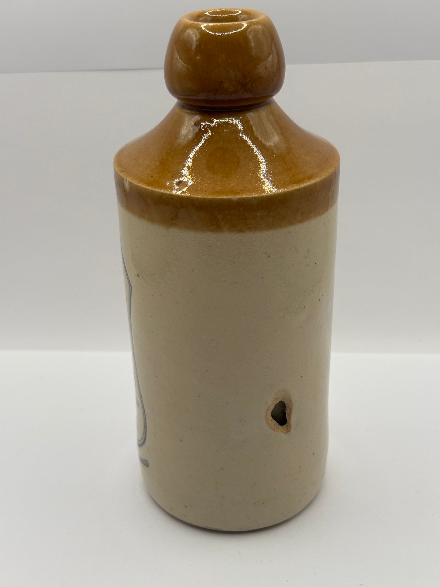 Old stoneware ginger beer bottle, Brewed ginger beer. Turnbull. Harwick