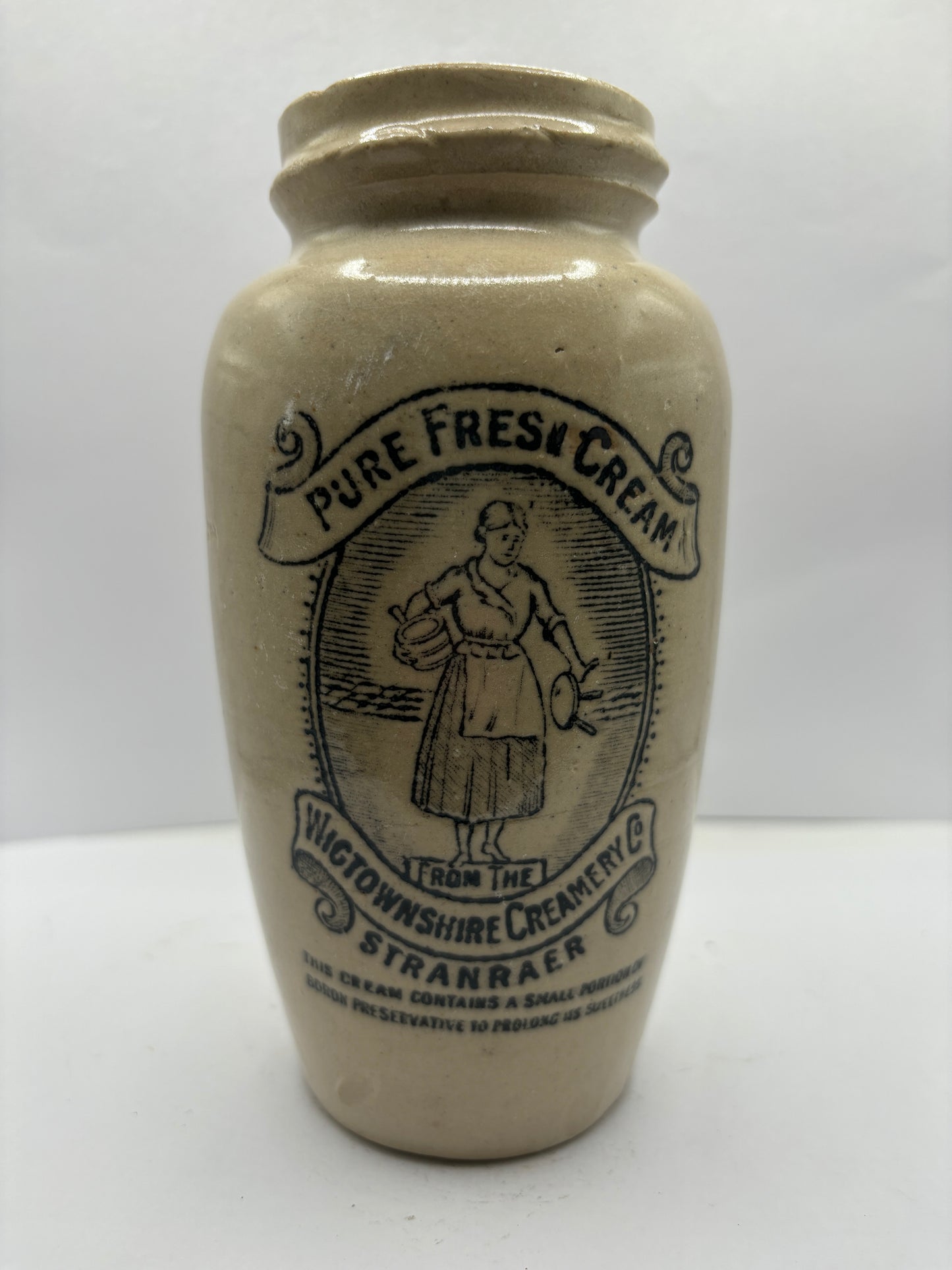 Extra large Stranraer rich preserved cream pot, milk maid