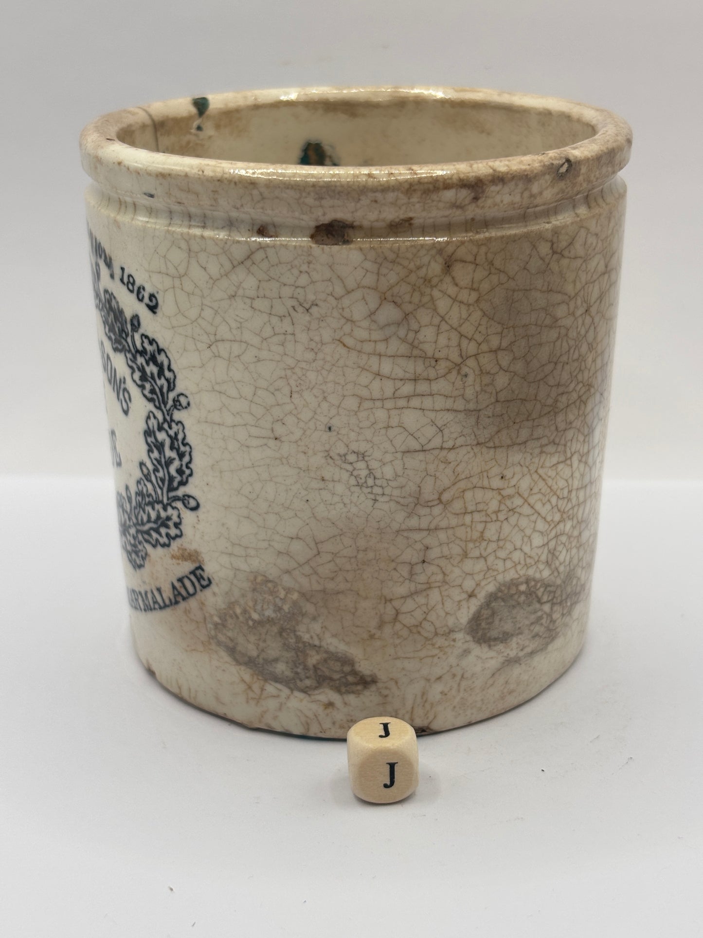 Old 1lb James Keiller Dundee marmalade Jar (J)