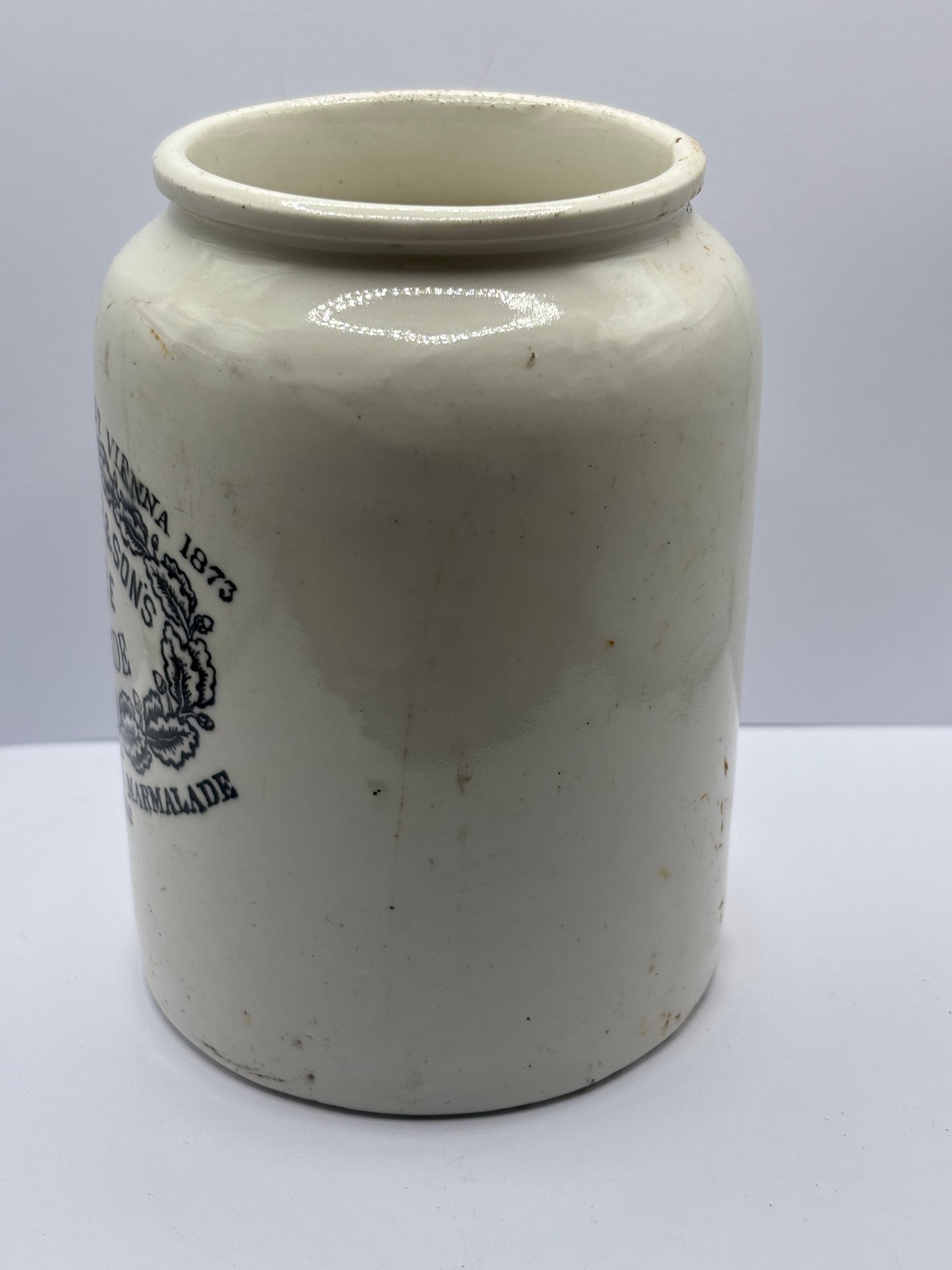 Old 2lb collared top James Keiller Dundee marmalade jar, rolled top