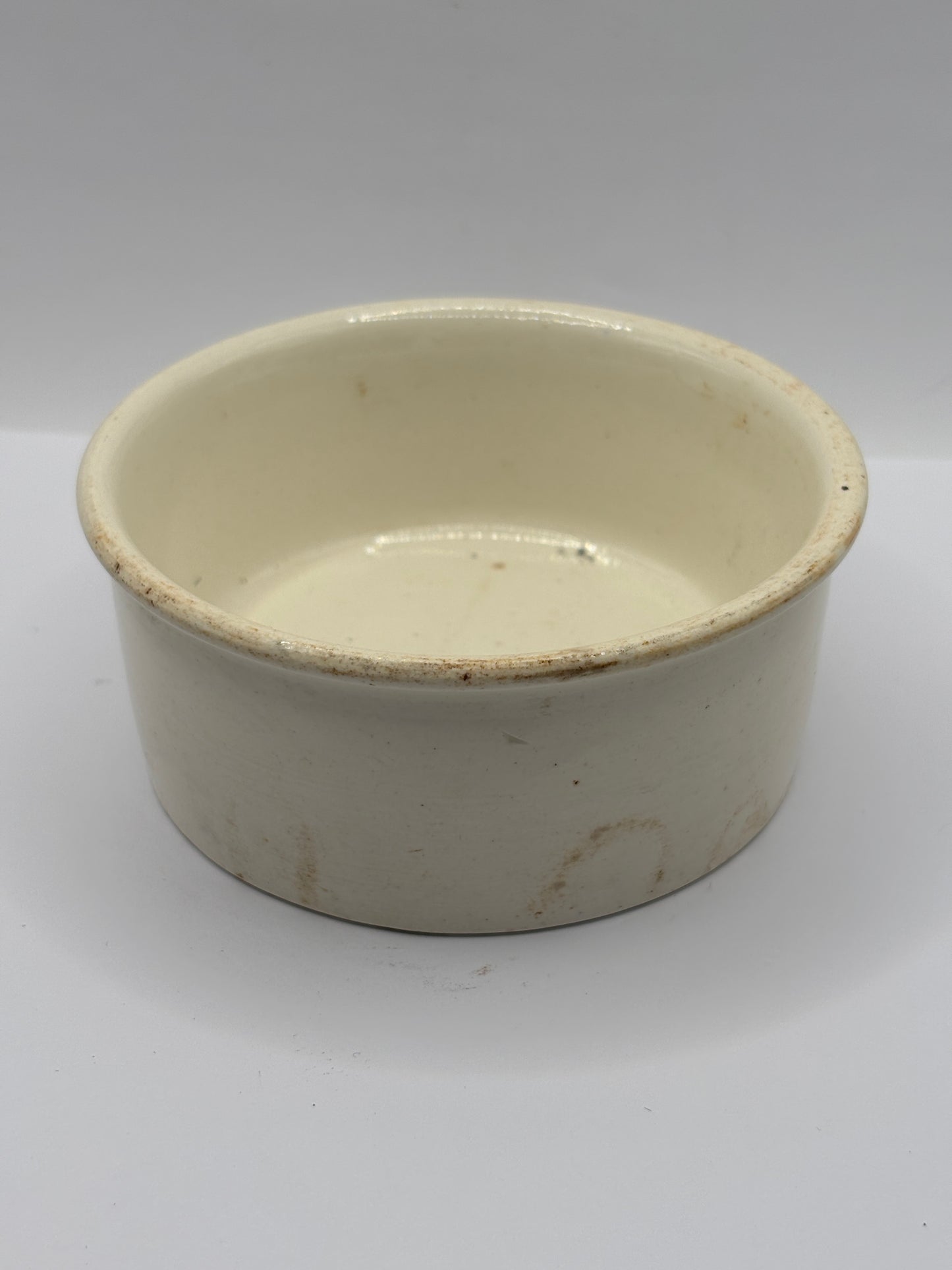 Old XL advertising meat paste pot, Plumtrees