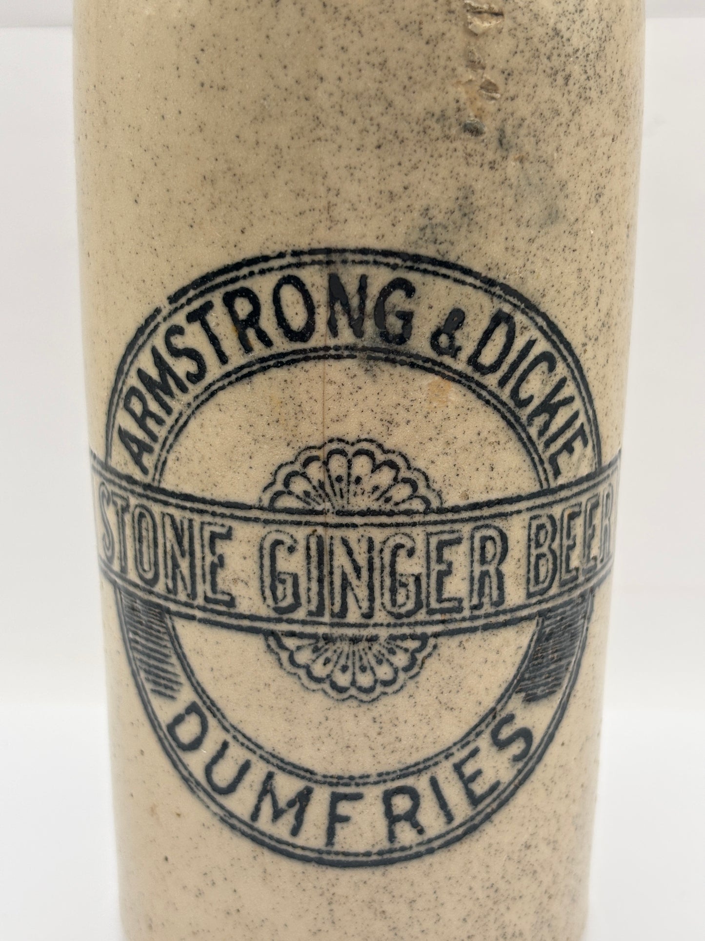 Old stoneware ginger beer bottle, Armstrong & Dickie Dumfries