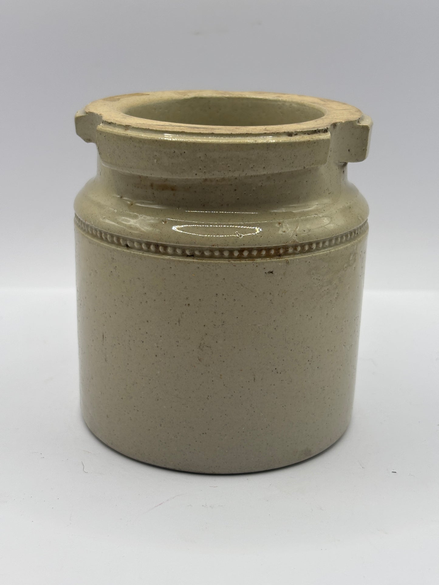 Old stoneware caviar pot. R.T Kay caviare importer Hull