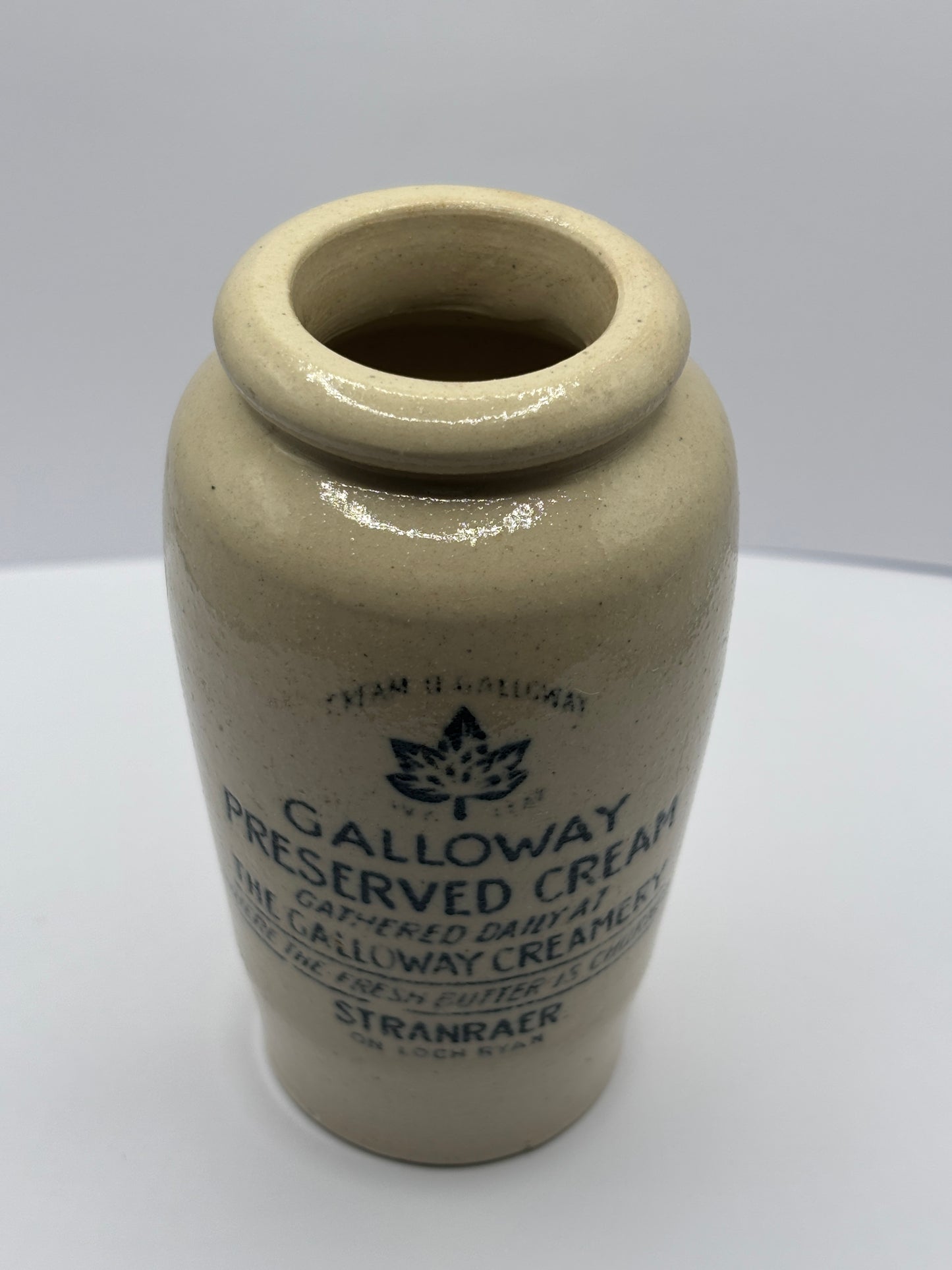 The Galloway creamery, white stoneware cream pot