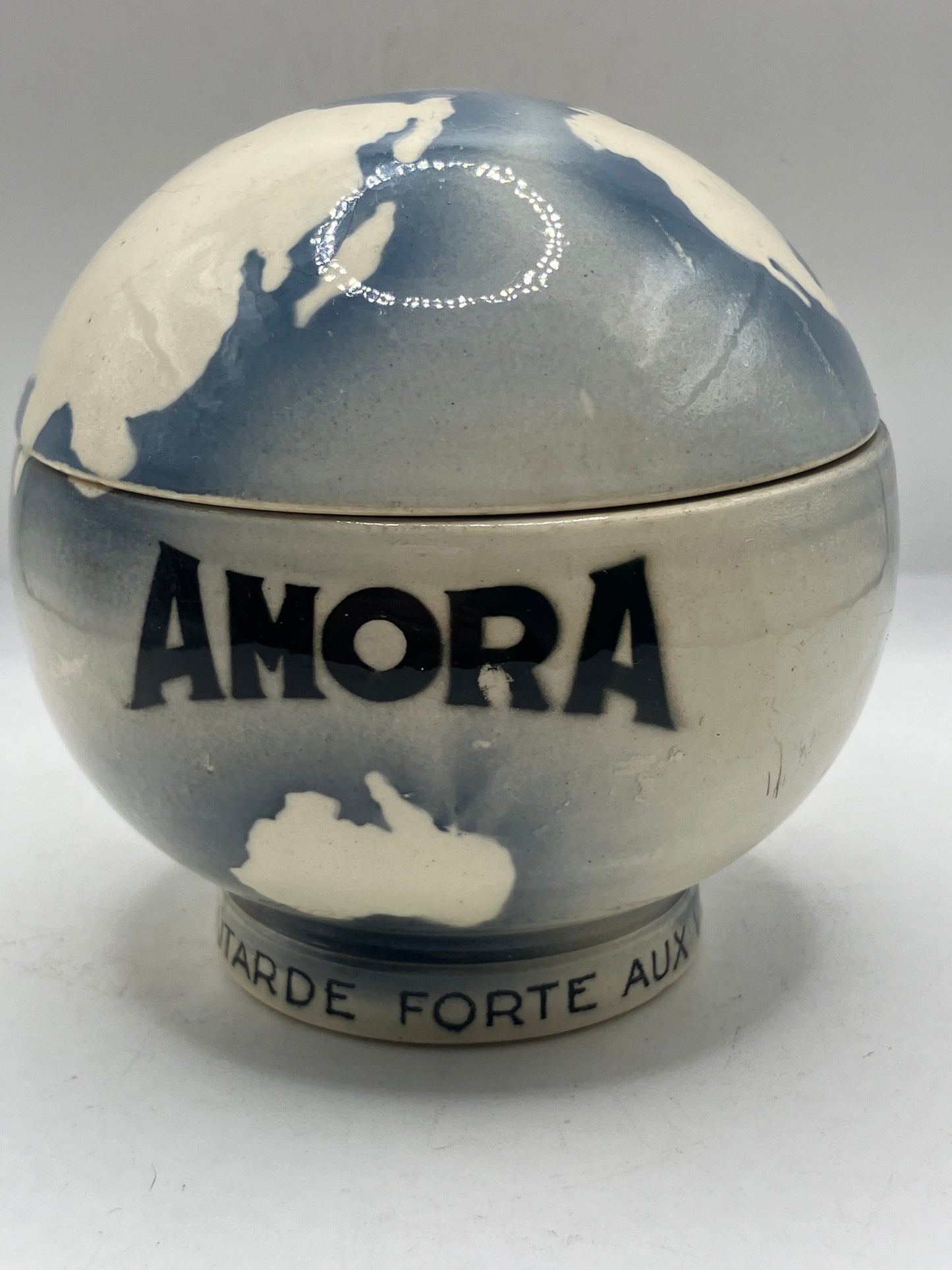 Vintage french mustard jar, Amora globe moutarde