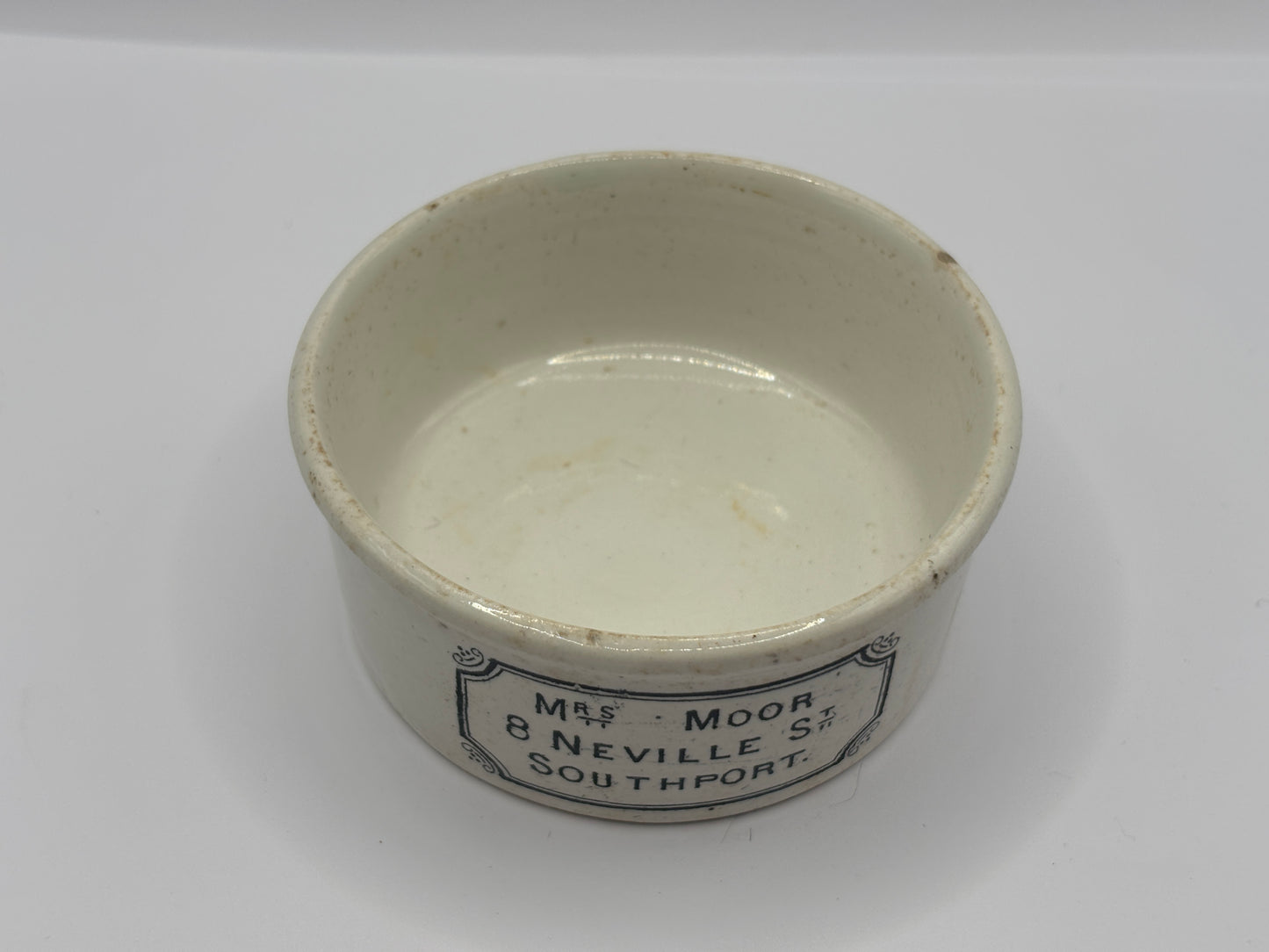 Old Mrs moors advertising meat paste pot