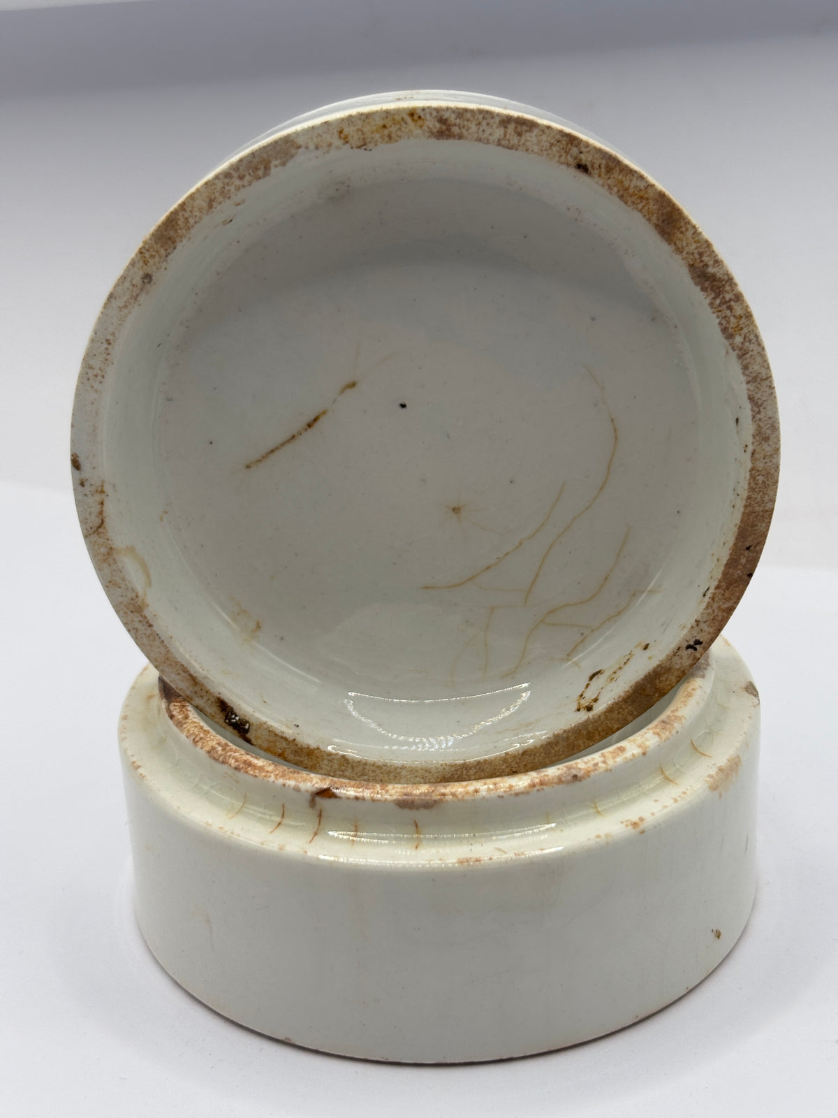 Old advertising lid and base. Army & Navy cooperative society home made potted meats