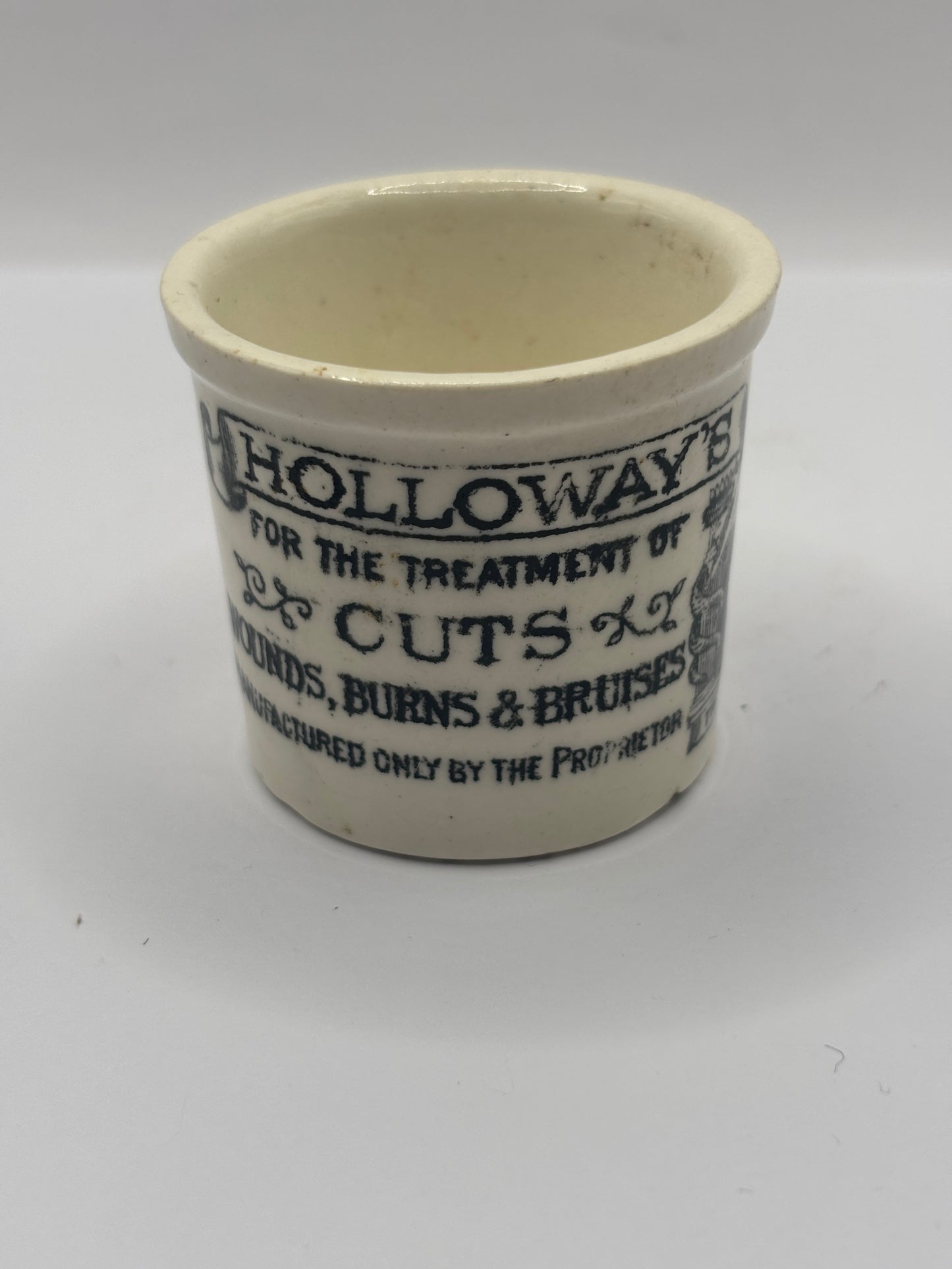 Old advertising ointment pot, Holloway’s ointment. Larger size
