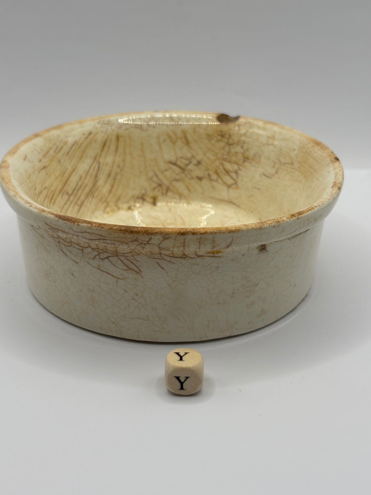 Old plain stoneware meat paste pot, potted meat (Y)