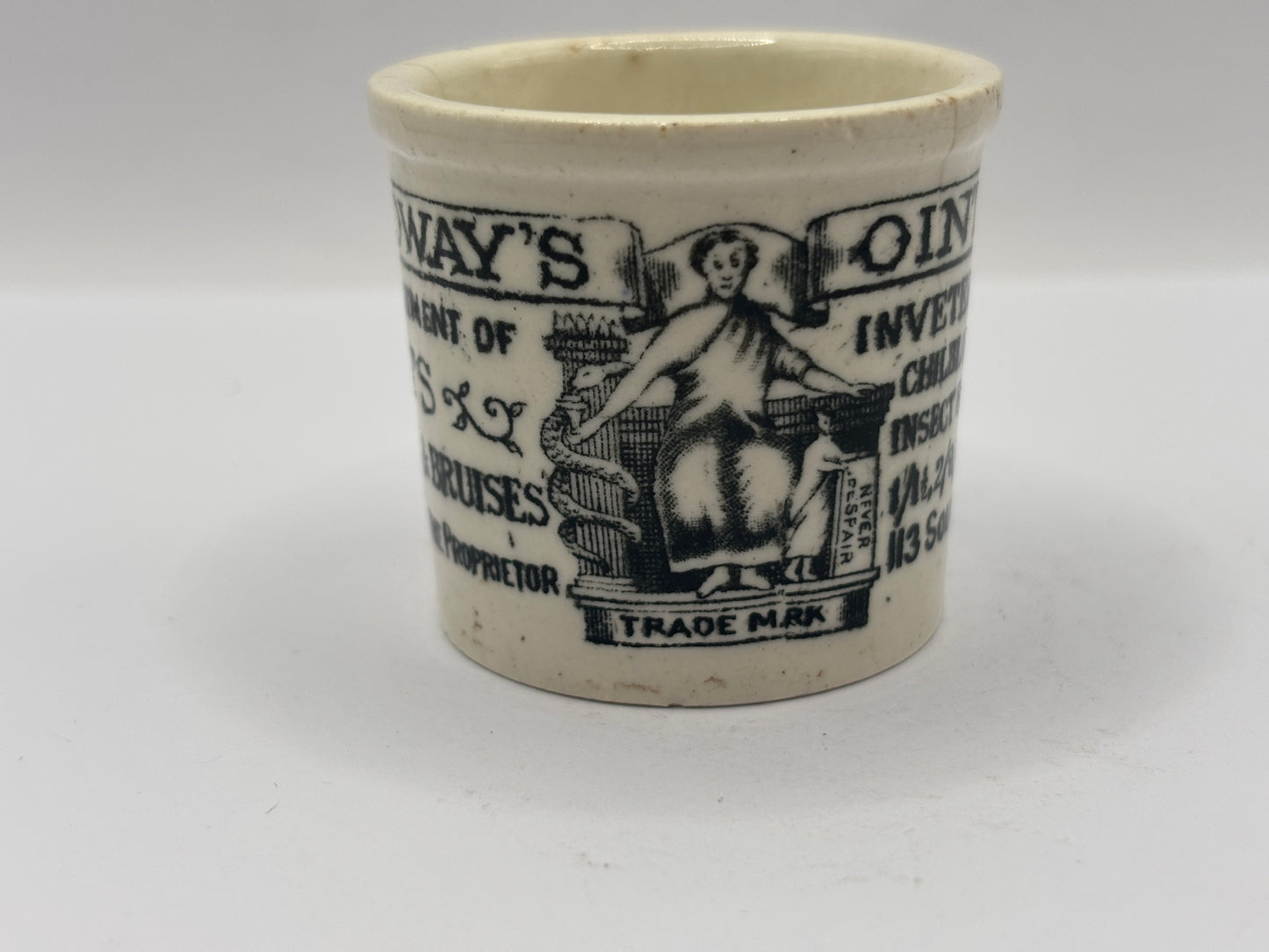 Old advertising ointment pot, Holloway’s ointment. Larger size