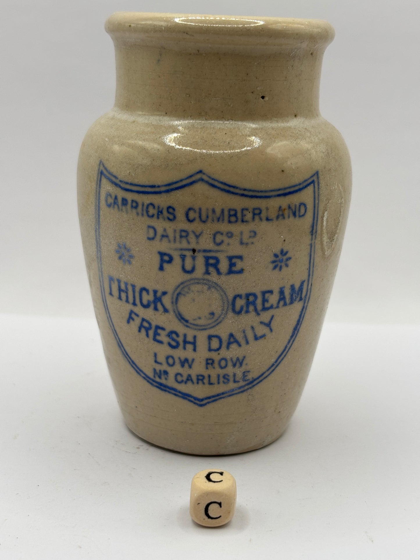 Old advertising cream pot, Carricks pure thick cream (c)