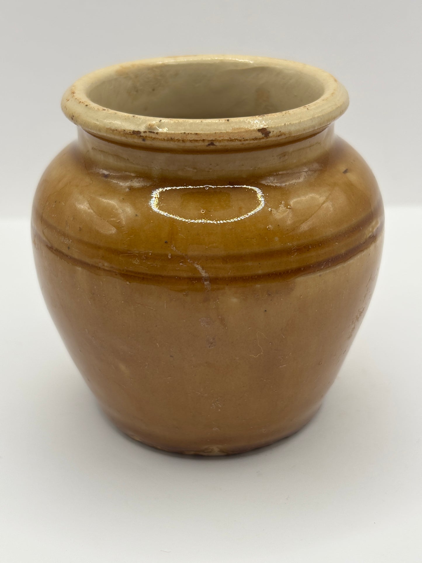 Old small stoneware honey pot 8cms