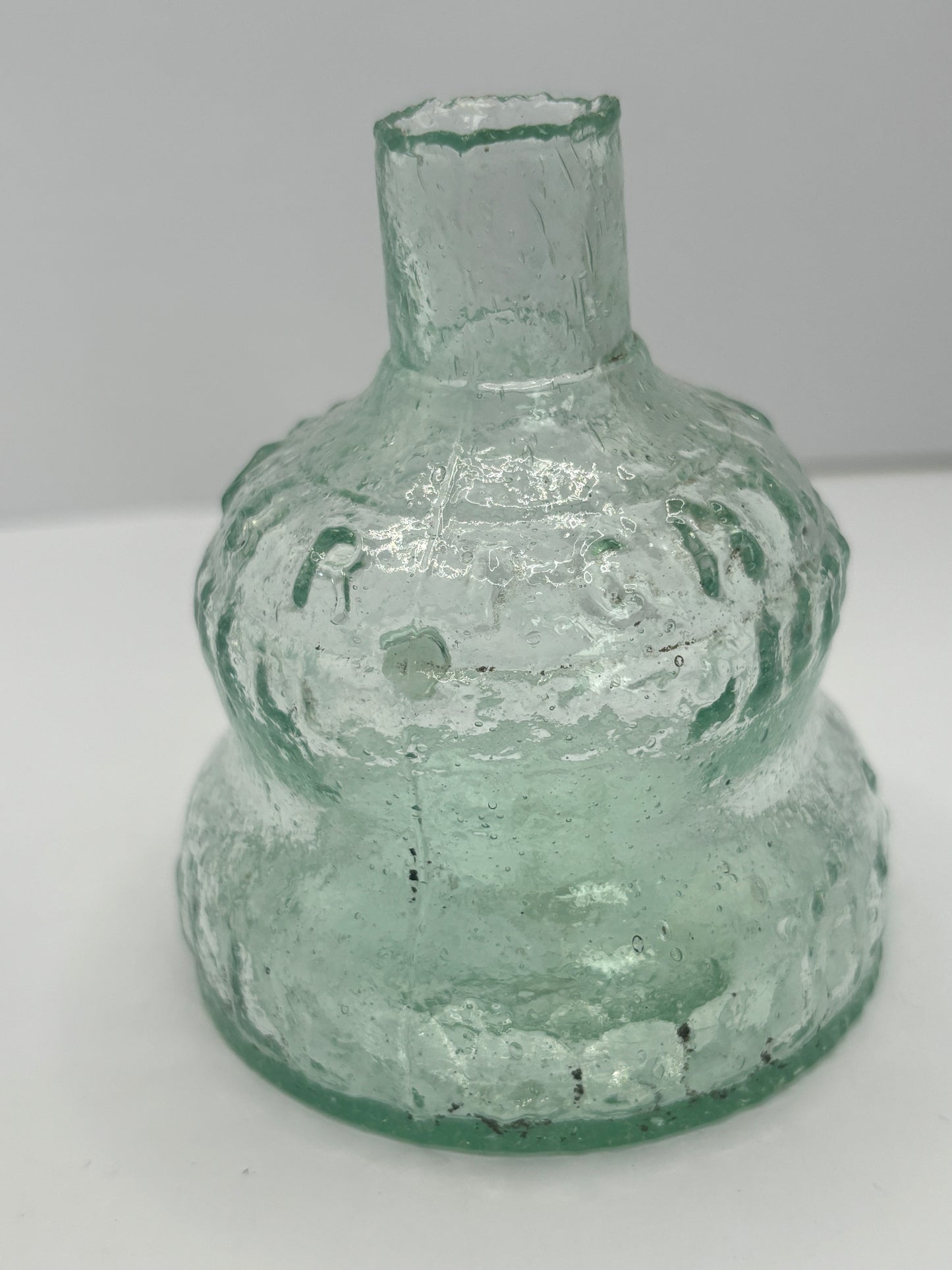 Small aqua Sunbright glass oil lamp