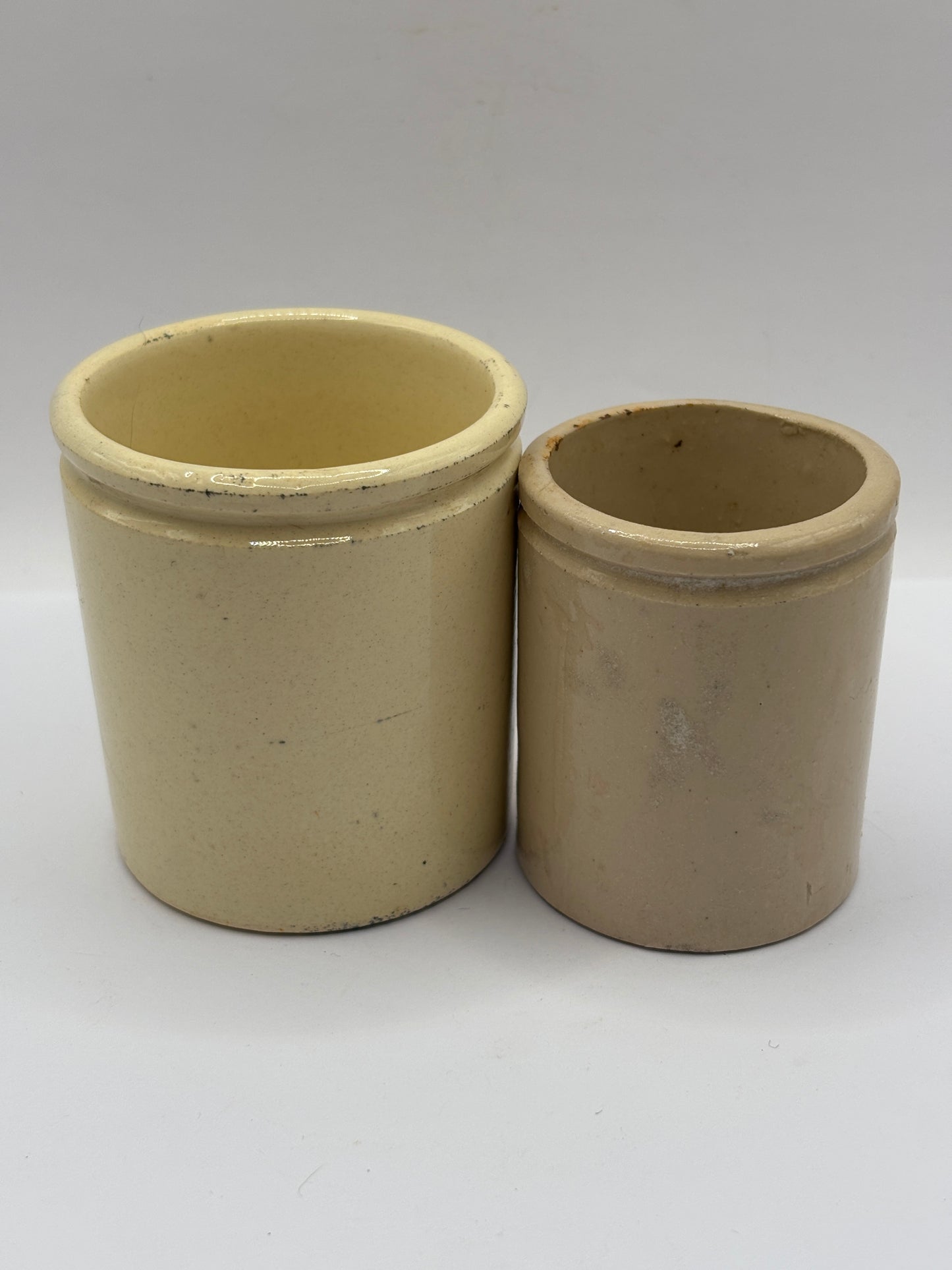 2 old Small stoneware pots