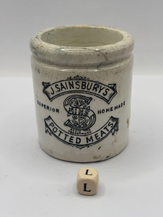 Old sainsburys advertising pot, home made potted meats (L)