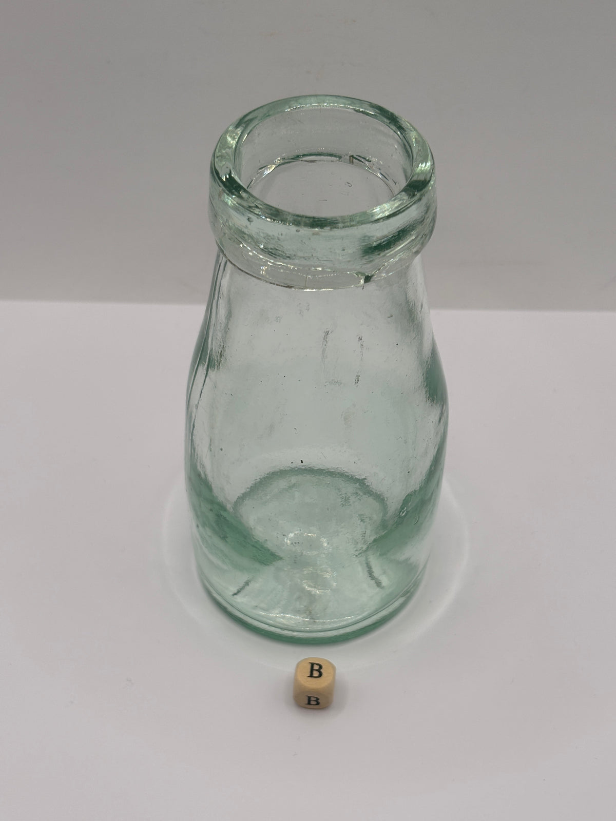 Old aqua glass pickle jar (B)