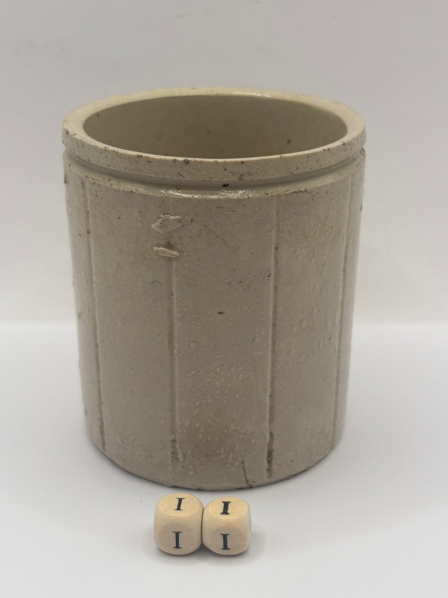 Old small ribbed advertising stoneware jam pot. Hartleys (ii)