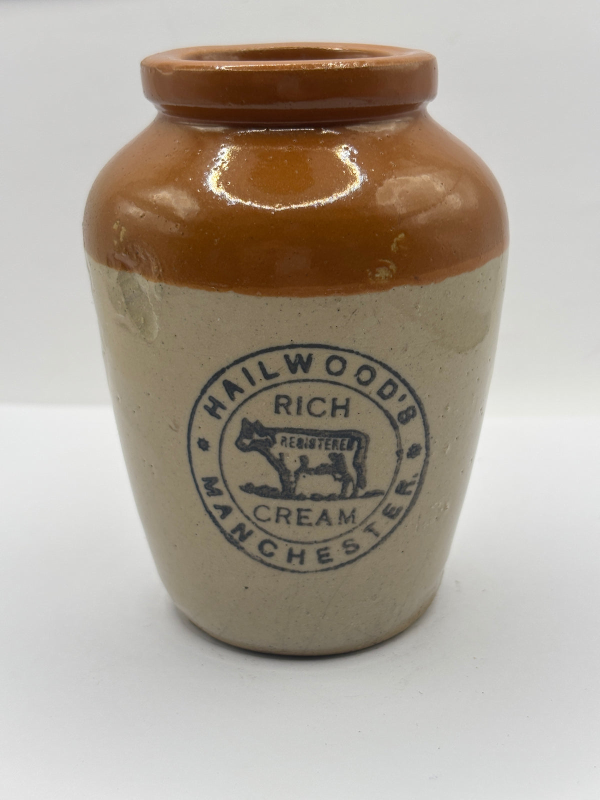 Old large advertising cream pot, Hailwoods