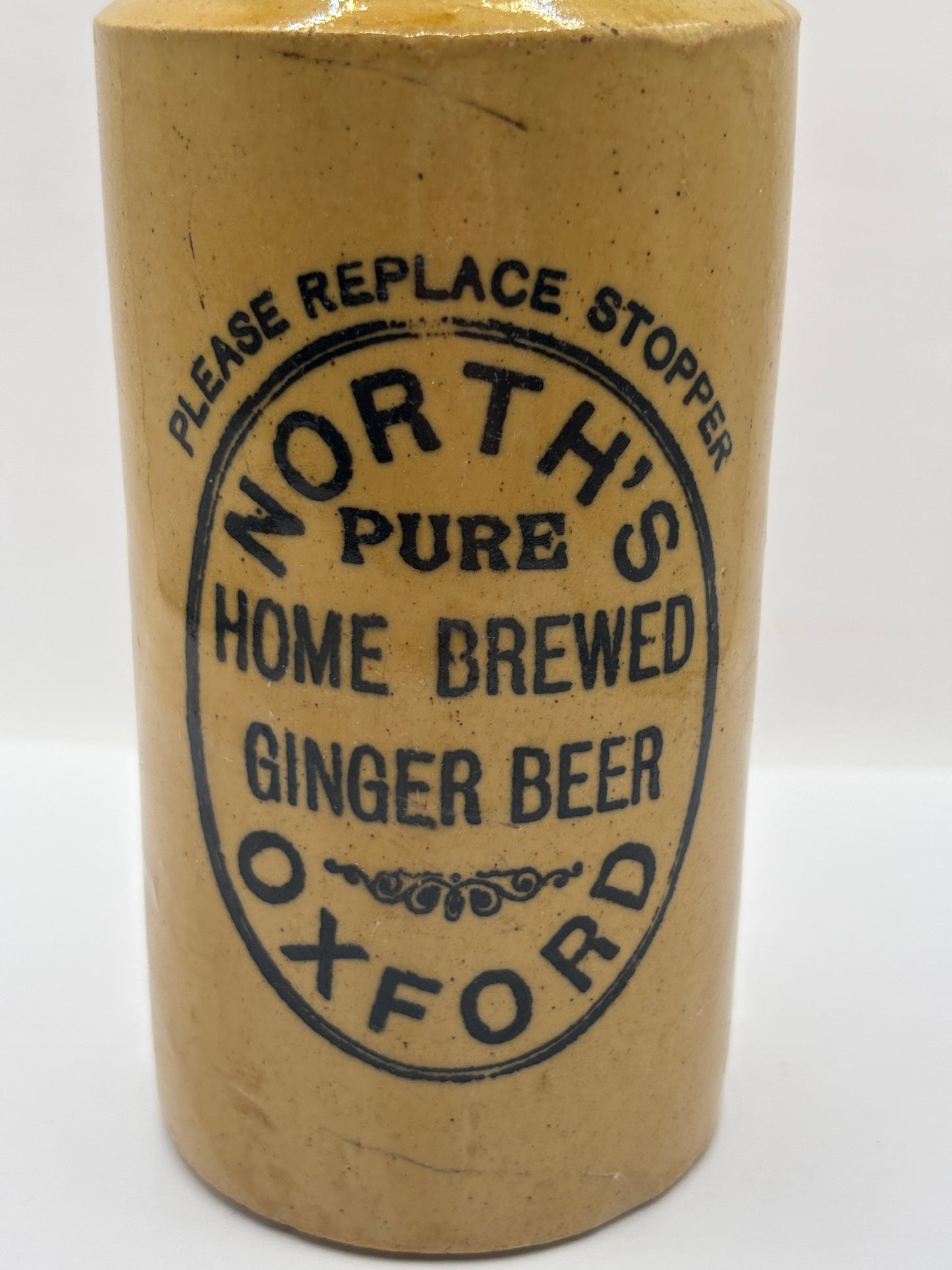 Old stoneware ginger beer bottle, Norths home brewed ginger beer, Oxford