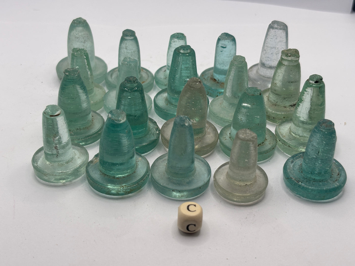 20 old glass bottle stoppers