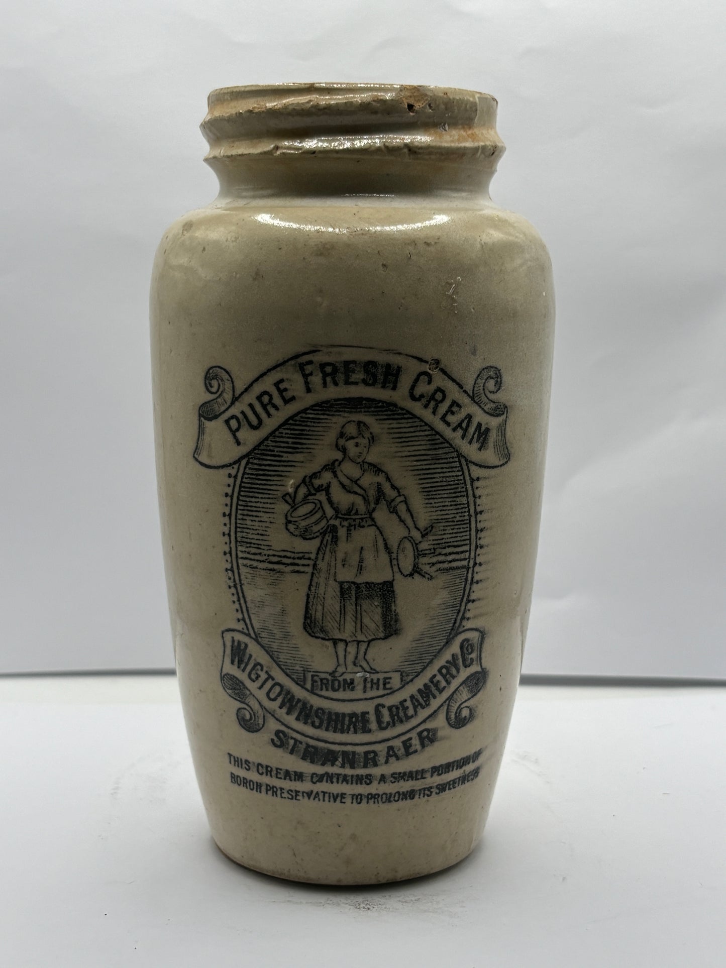 Extra large Stranraer rich preserved cream pot, milk maid