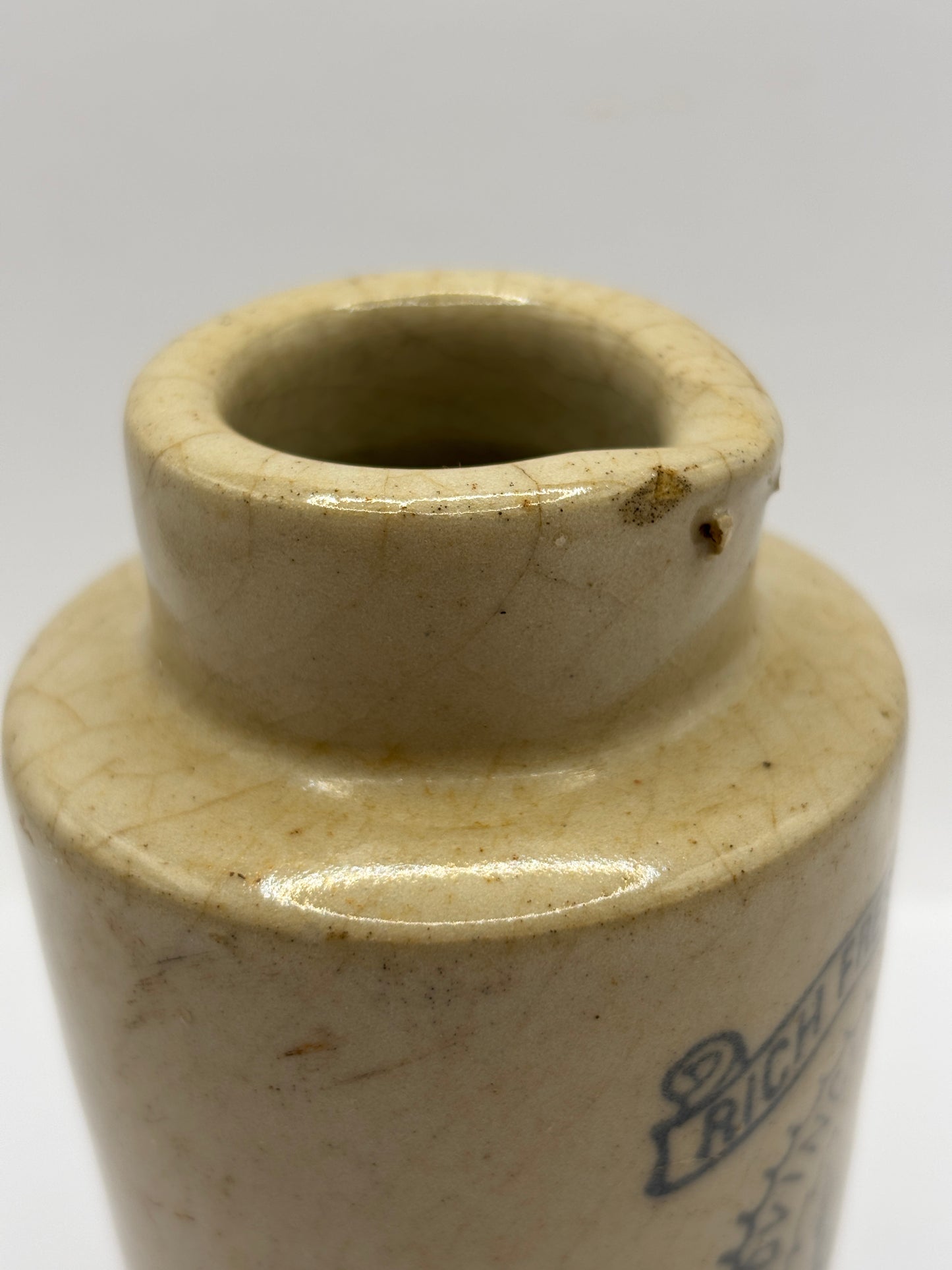 Old stoneware advertising cream pot. Provencial dairies Leeds