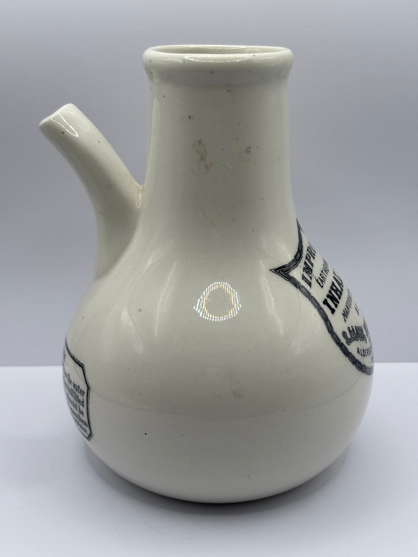 Old stoneware advertising inhaler, Maws improved earthenware inhaler