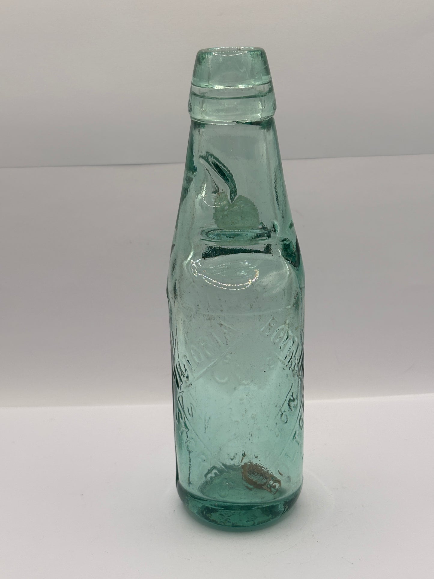 Old Bolton codd bottle, with marble. Victoria bottling stores
